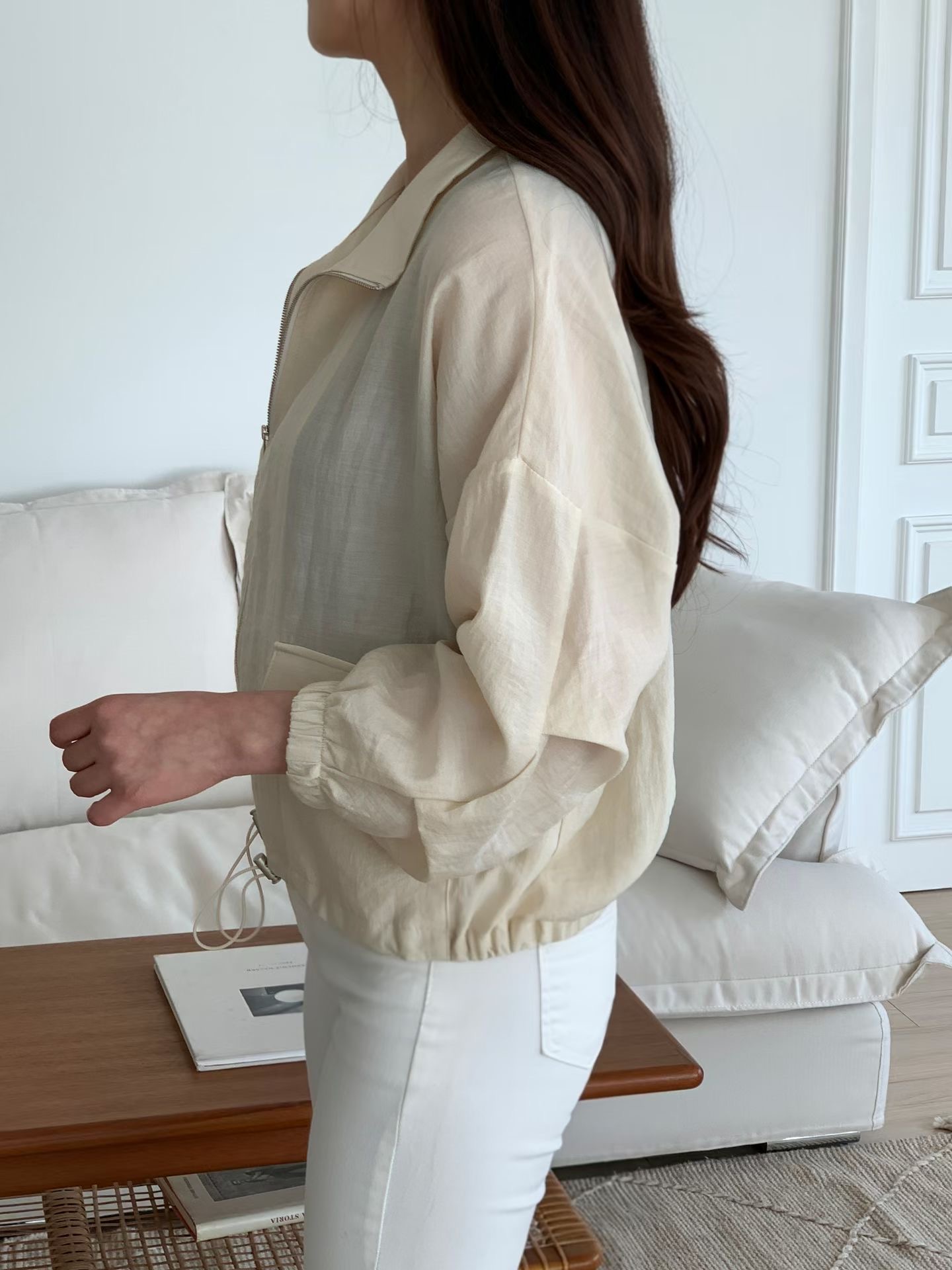G6366 韓國🇰🇷拉鏈雙袋薄外套