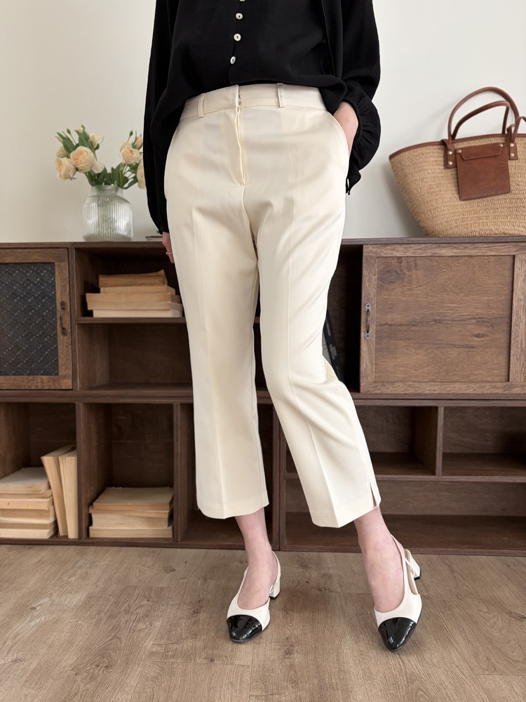 Minimal Tapered Ankle Pants (Ivory)