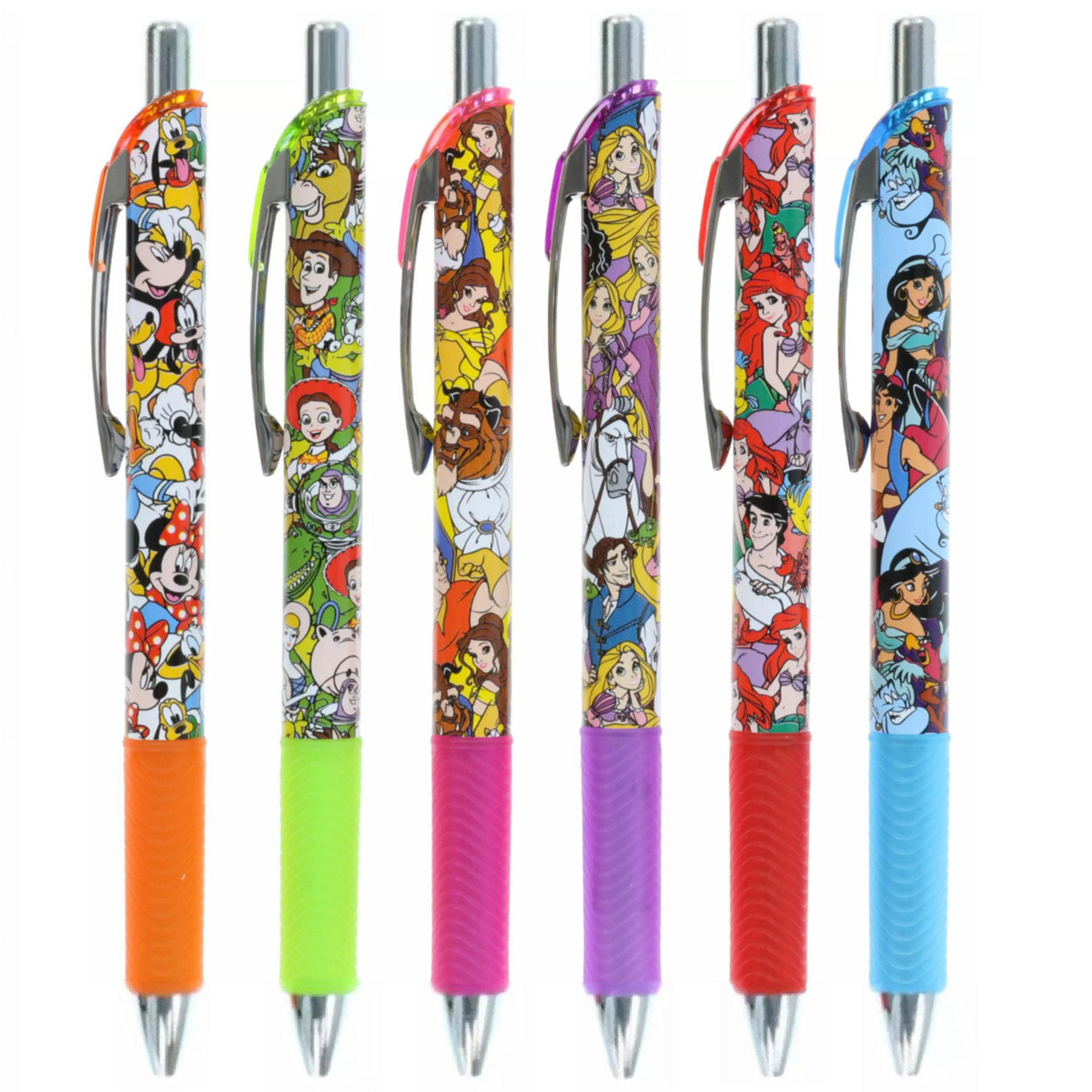現貨｜【日本 Disney Store 限定】一套6枝 Mickey Mouse 米奇 Toy Store 公主 日本製 Pentel EnerGel 0.5mm  黑色 啫喱筆 060395