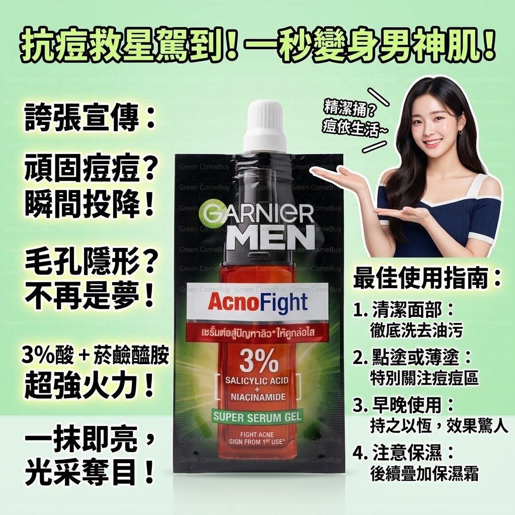 卡尼爾男士抗痘淨膚3%水楊酸+菸鹼醯胺超級精華凝膠