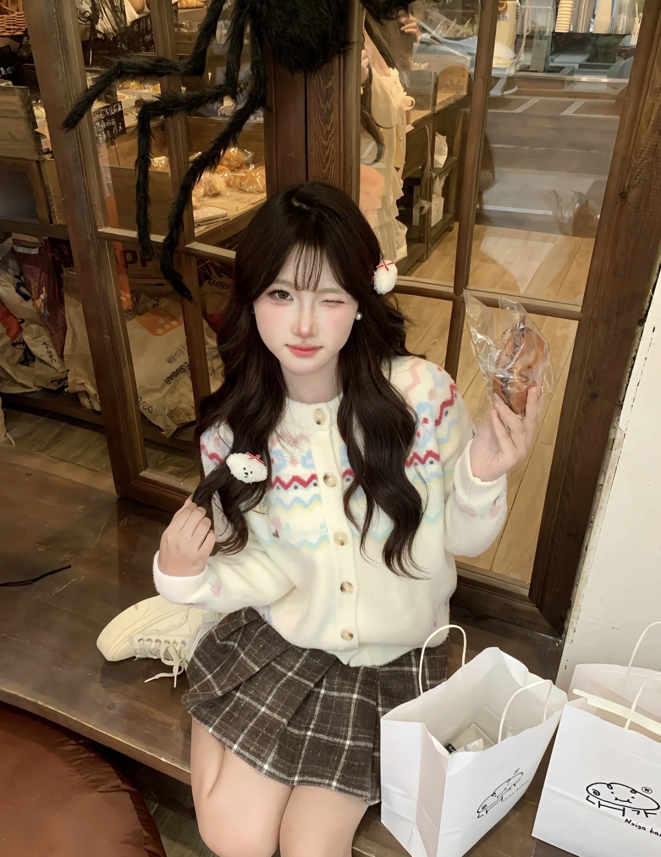 SK203 复古格子百褶短裙