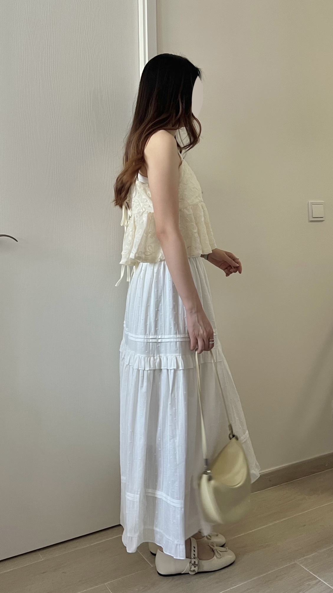 甜價仙氣花花兩穿吊帶背心 杏色