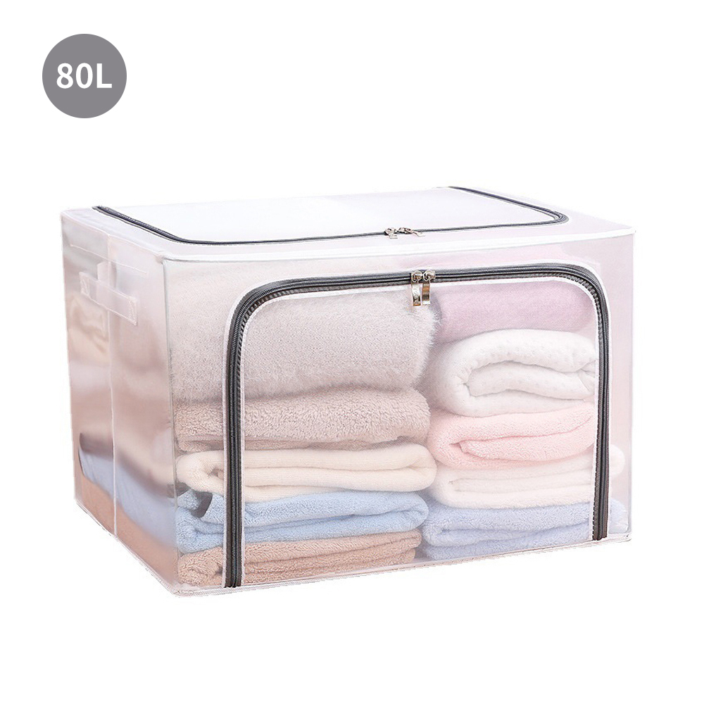 可折疊防水鋼架收納箱  儲物箱 膠箱 超大容量儲物箱 收納袋 家居收納 大容量棉被袋 衣服被子玩具整理箱 HK0328