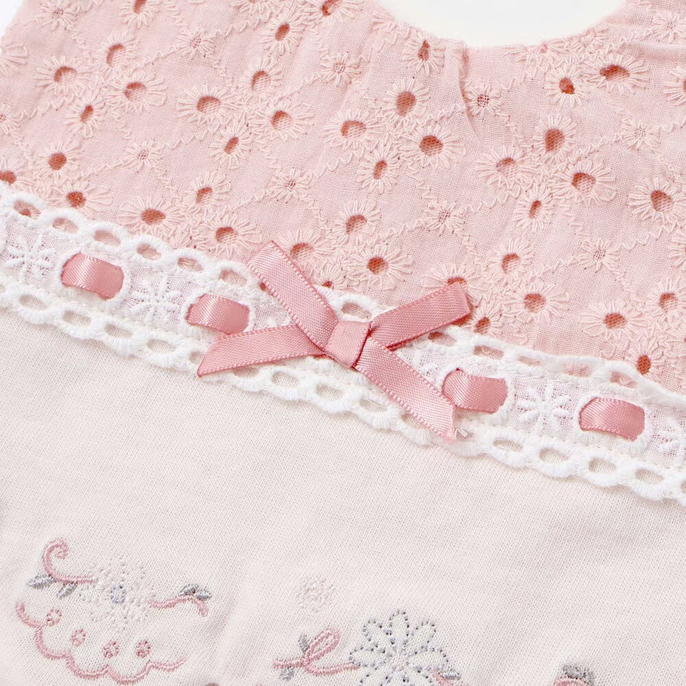 🇯🇵預訂 日本直送🇯🇵Slap Slip Baby兩色通花梯形絲帶蕾絲刺繡圍兜