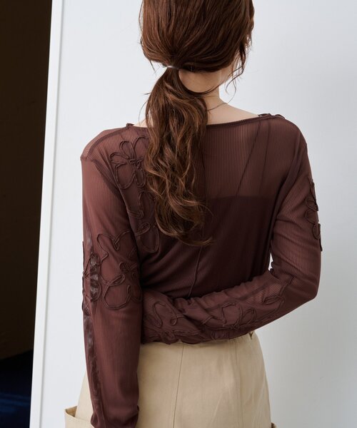 花花刺繡薄紗上衣【JT025】