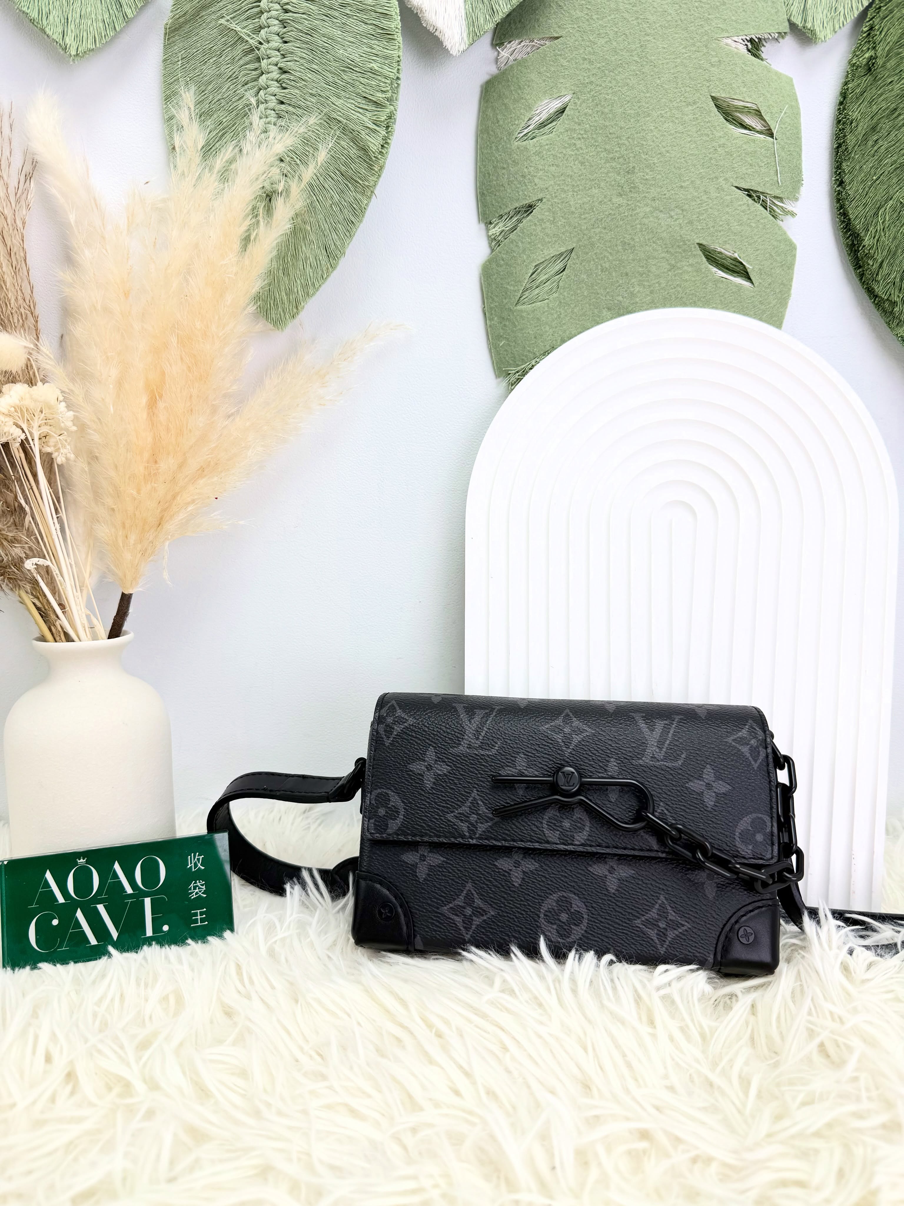 LV🛍️PRE OWNED 👜黑色老花 Steamer 晶片款 單肩斜肩包🖤