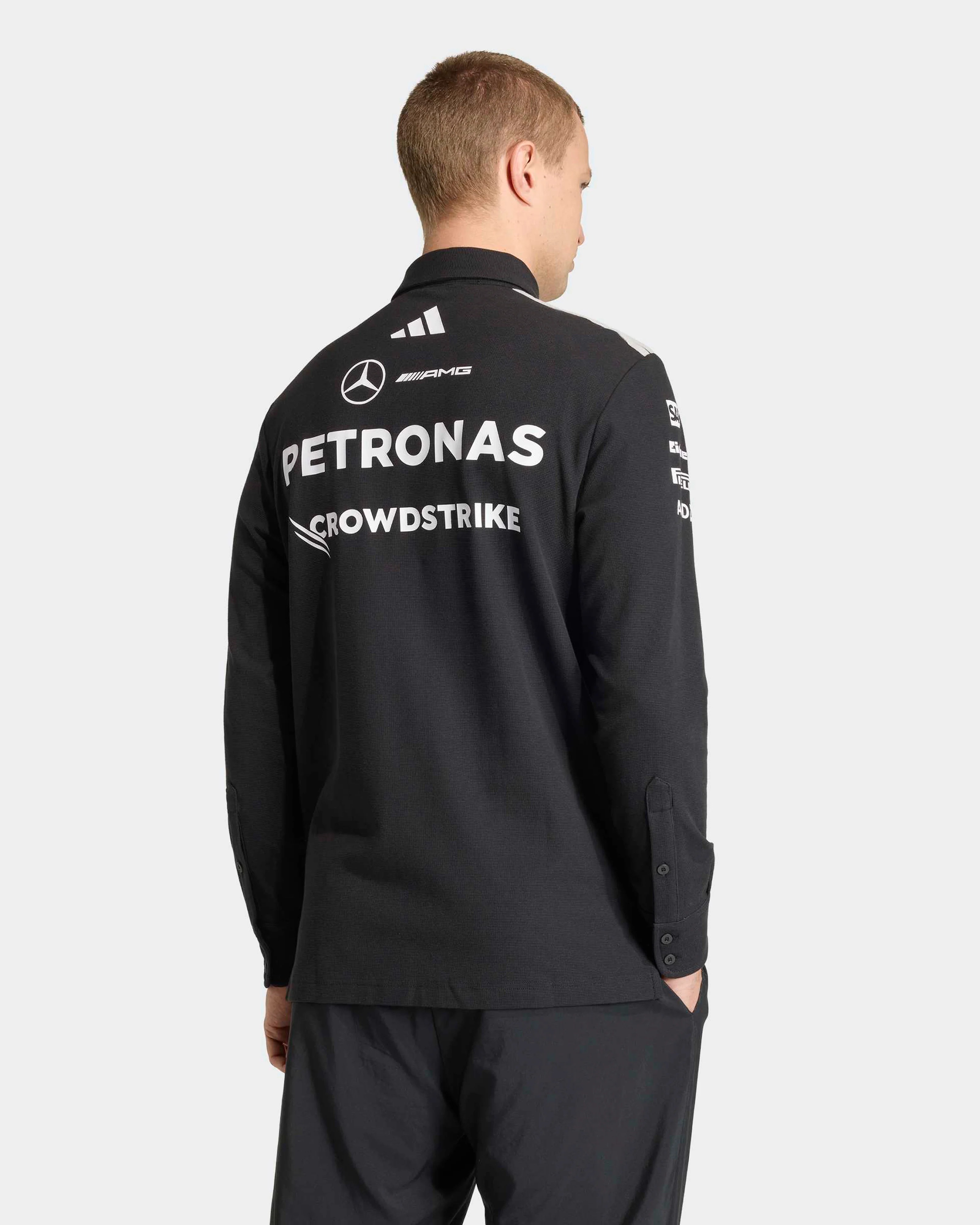 Adidas F1 Mercedes Benz 平治車隊 2026 黑色工程師長袖Polo KE5514