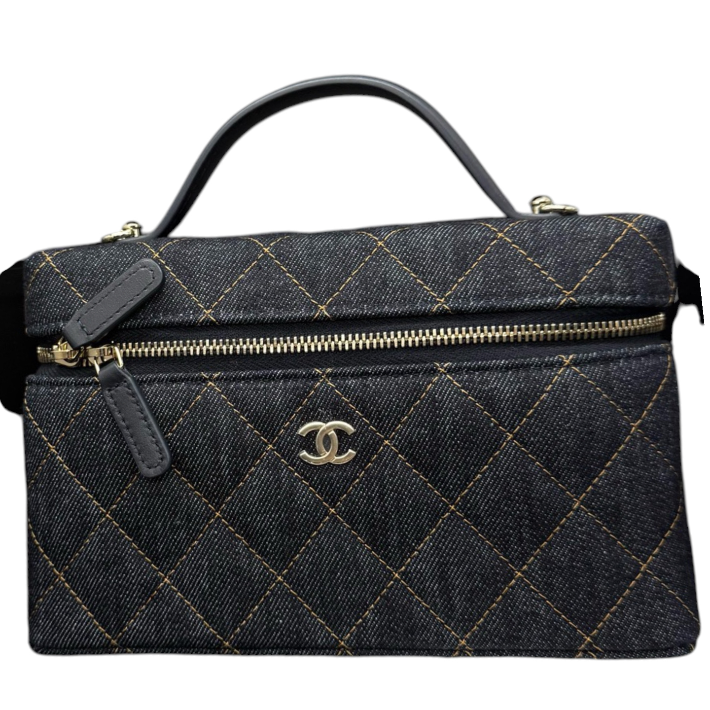 Pre-Owned CHANEL Denim Quilted Top Handle Slim Vanity Case / Product Code: 26051504
