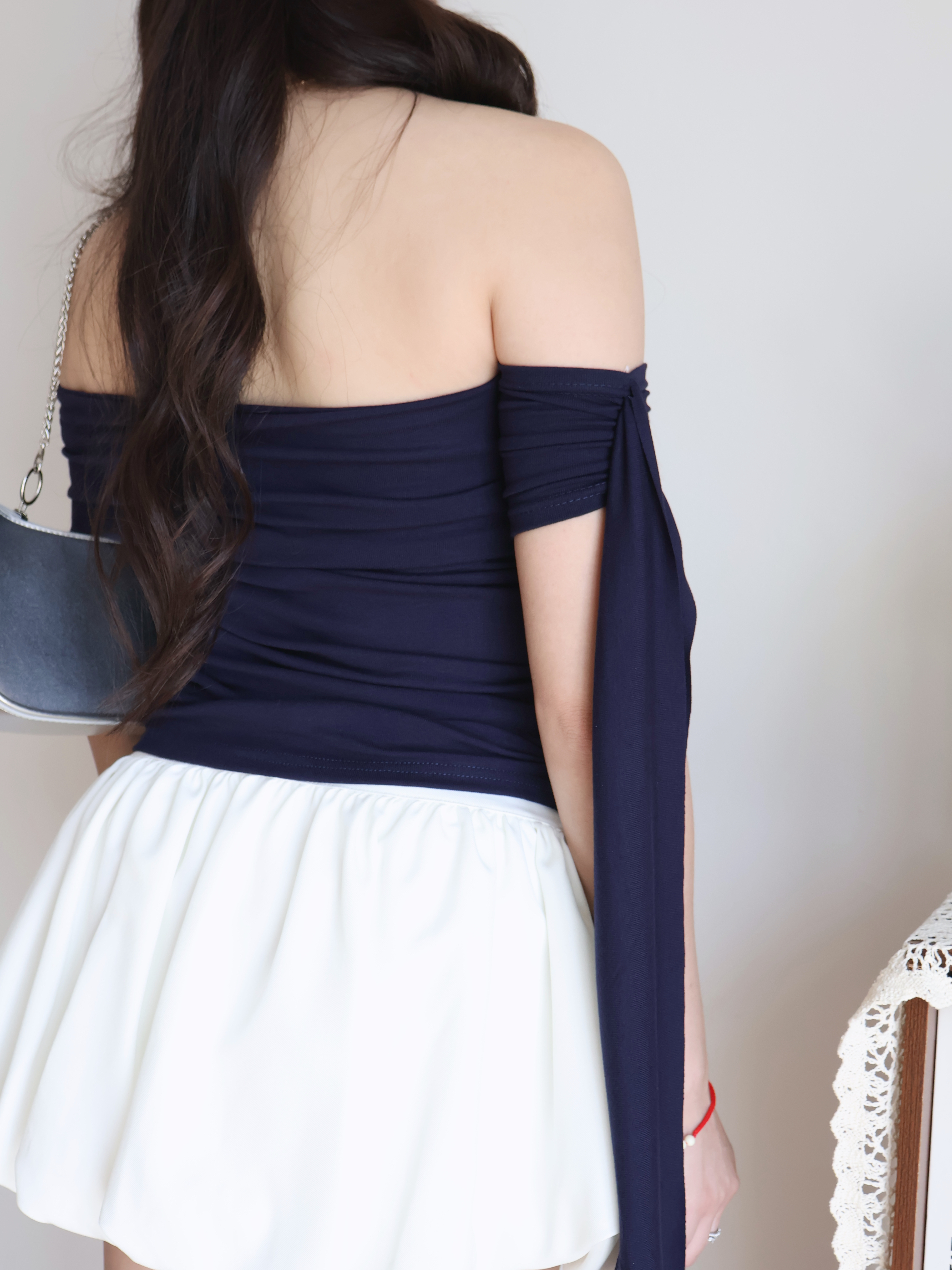 Arthur Off Shoulder Shirt | Navy