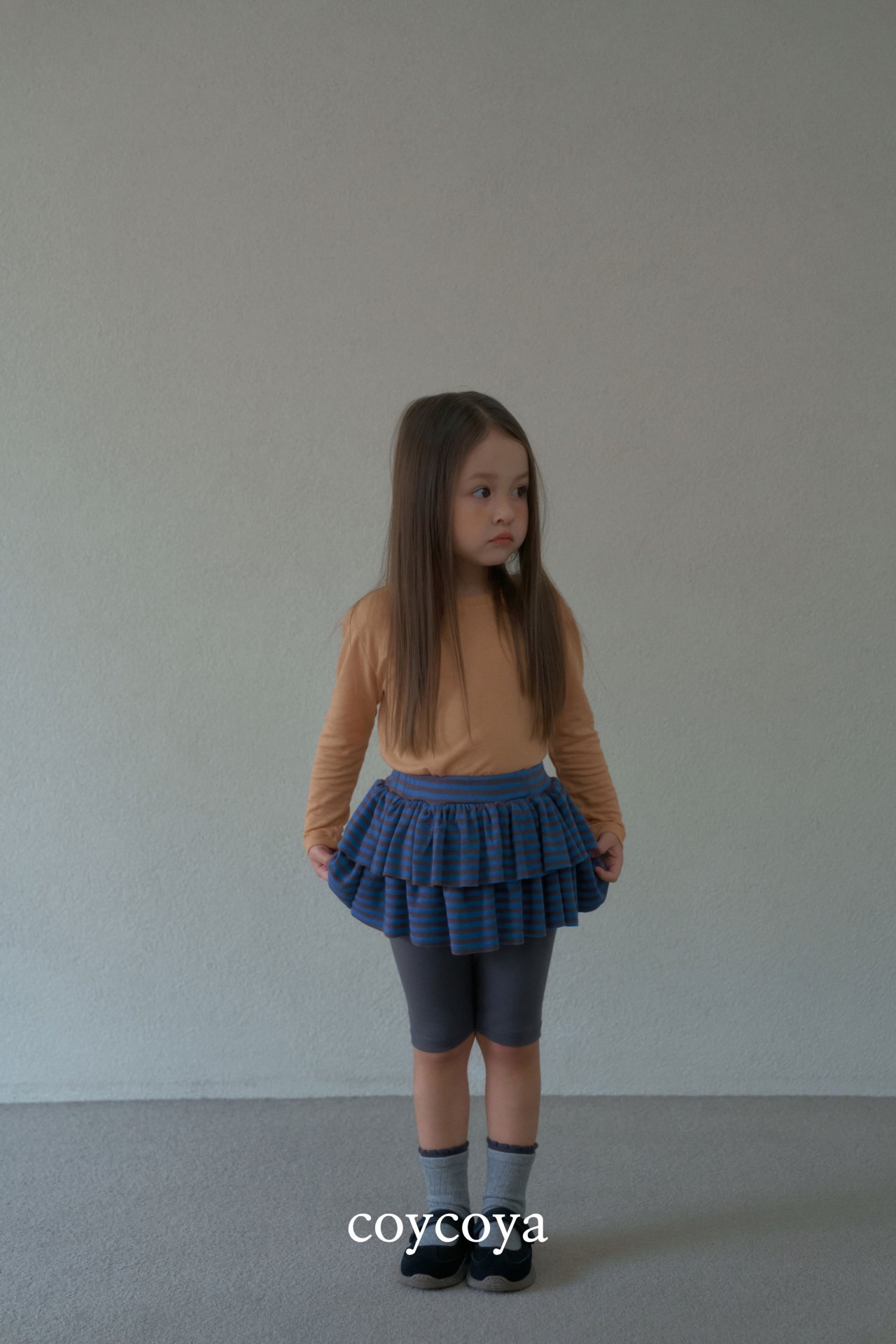 🌸預訂 韓國直送🌸🇰🇷COYCOYA兩色條紋層疊裙擺打底褲