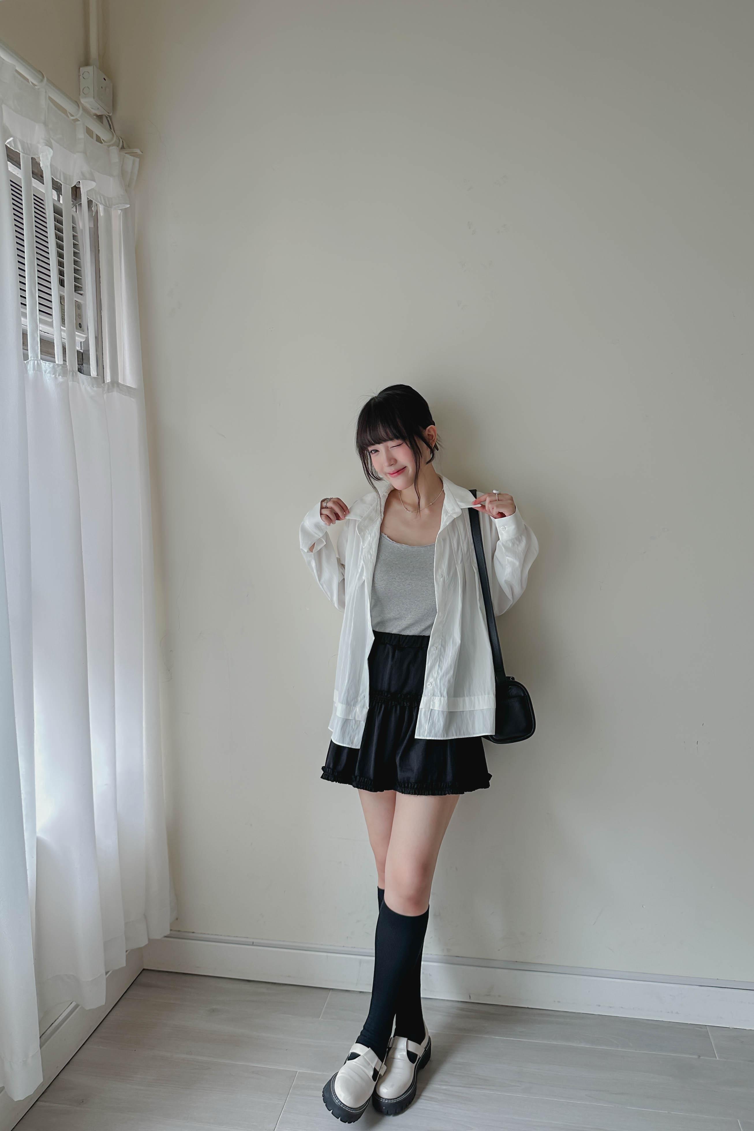 荷葉邊半身短裙 [✓防走光安全褲] (兩色入)