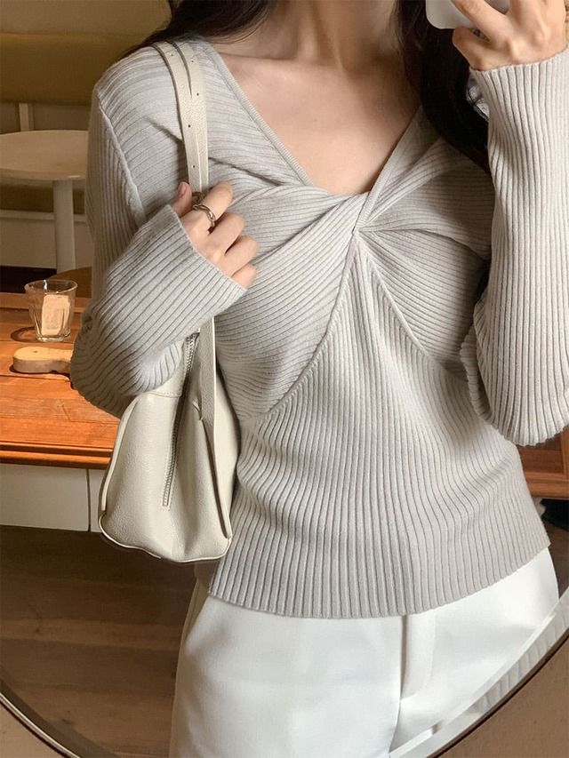 【上班/休閒】溫柔扭結直紋上衣