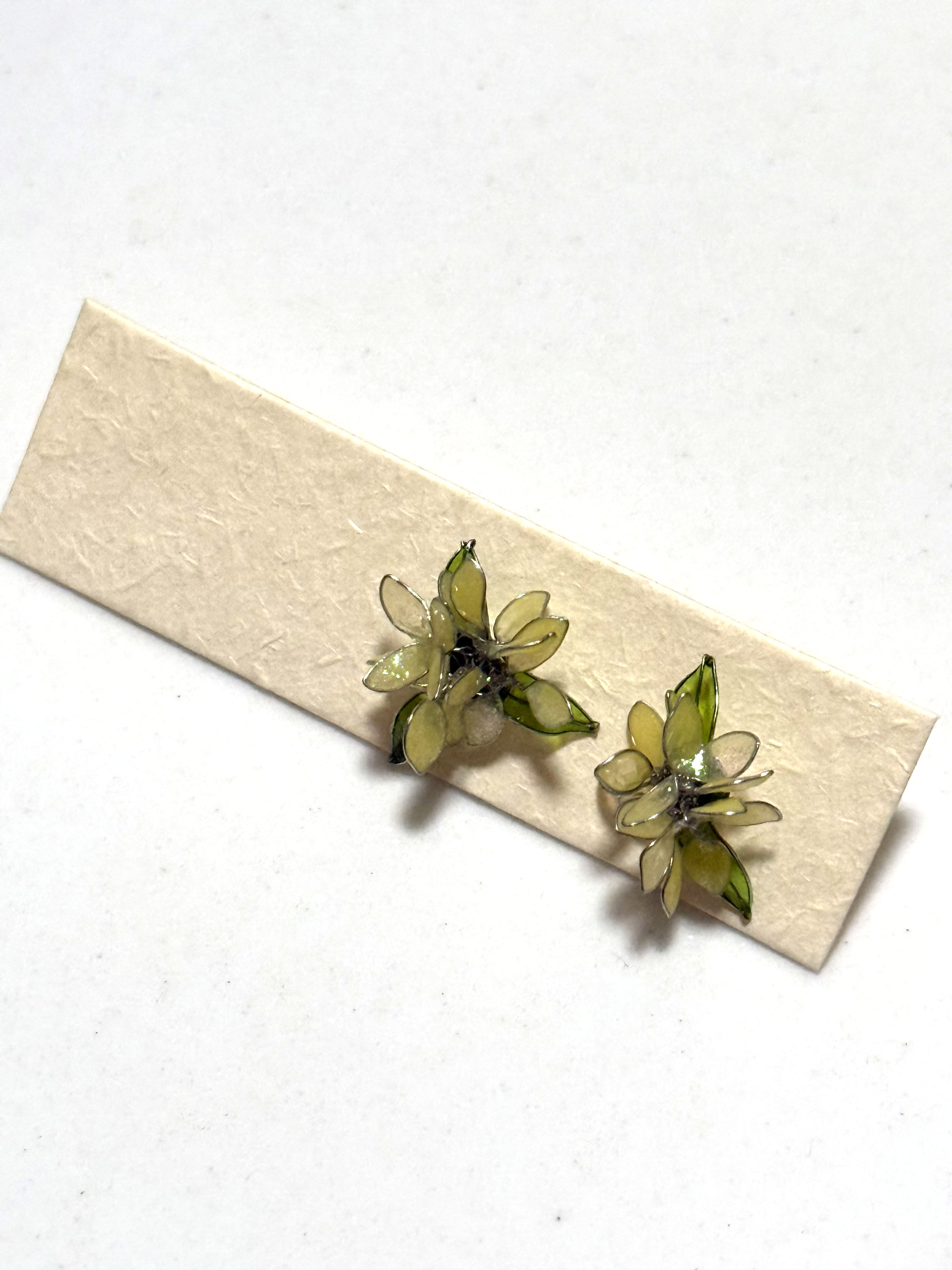水晶花手作耳環・銅線花飾物｜桂花｜@輕花作樂