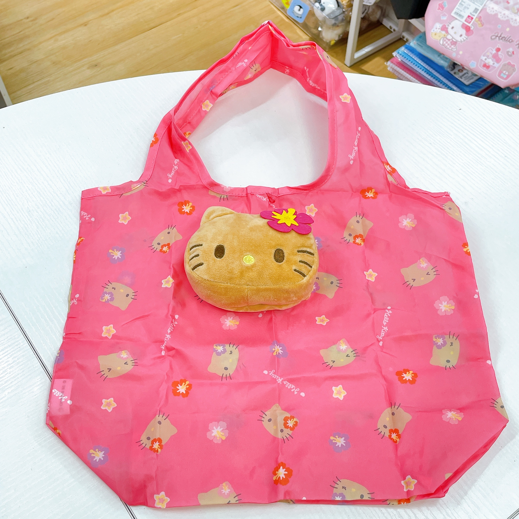 日本直送Hello Kitty黑皮環保袋，連掛飾