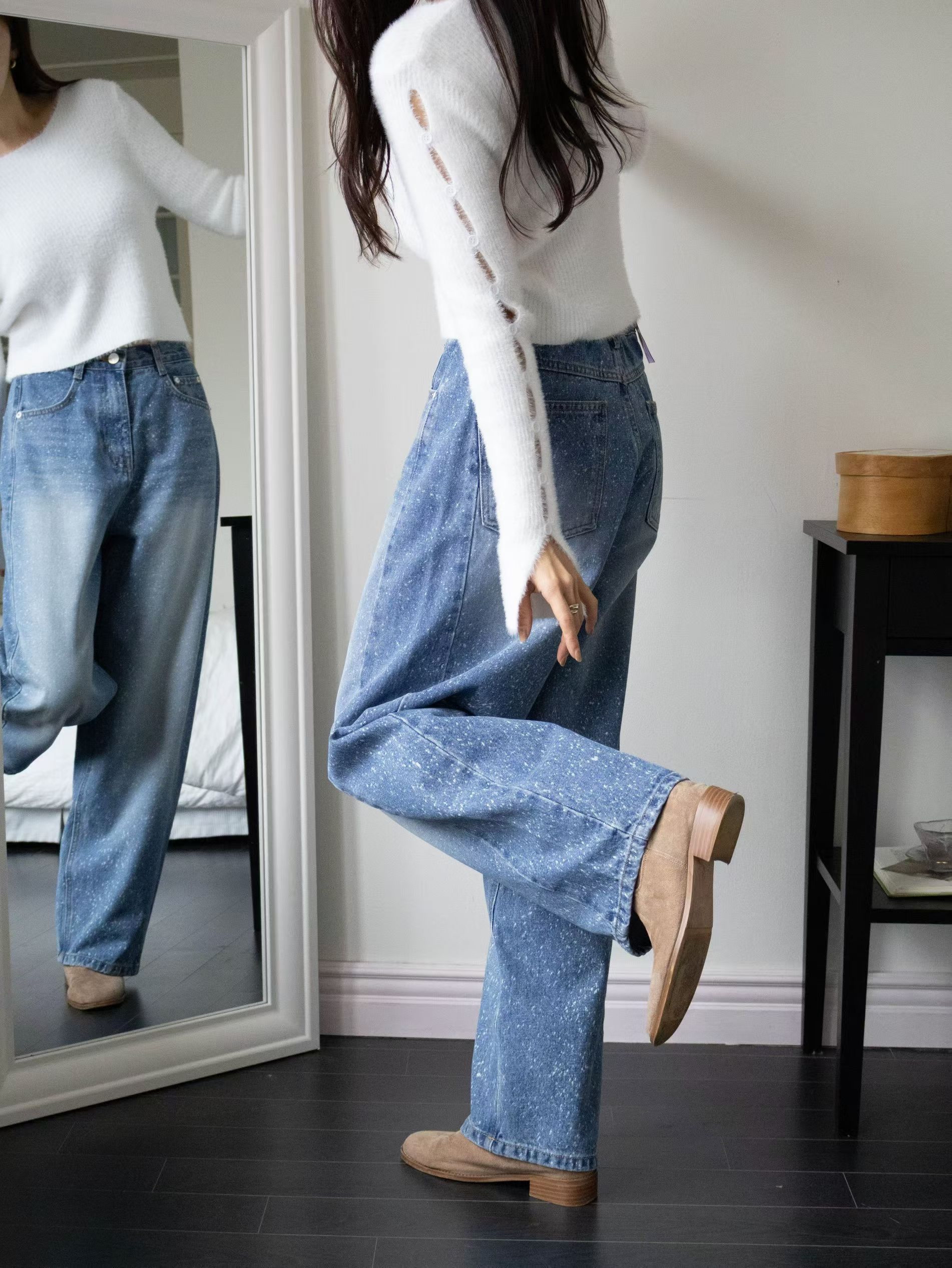 潑墨洗水牛仔褲