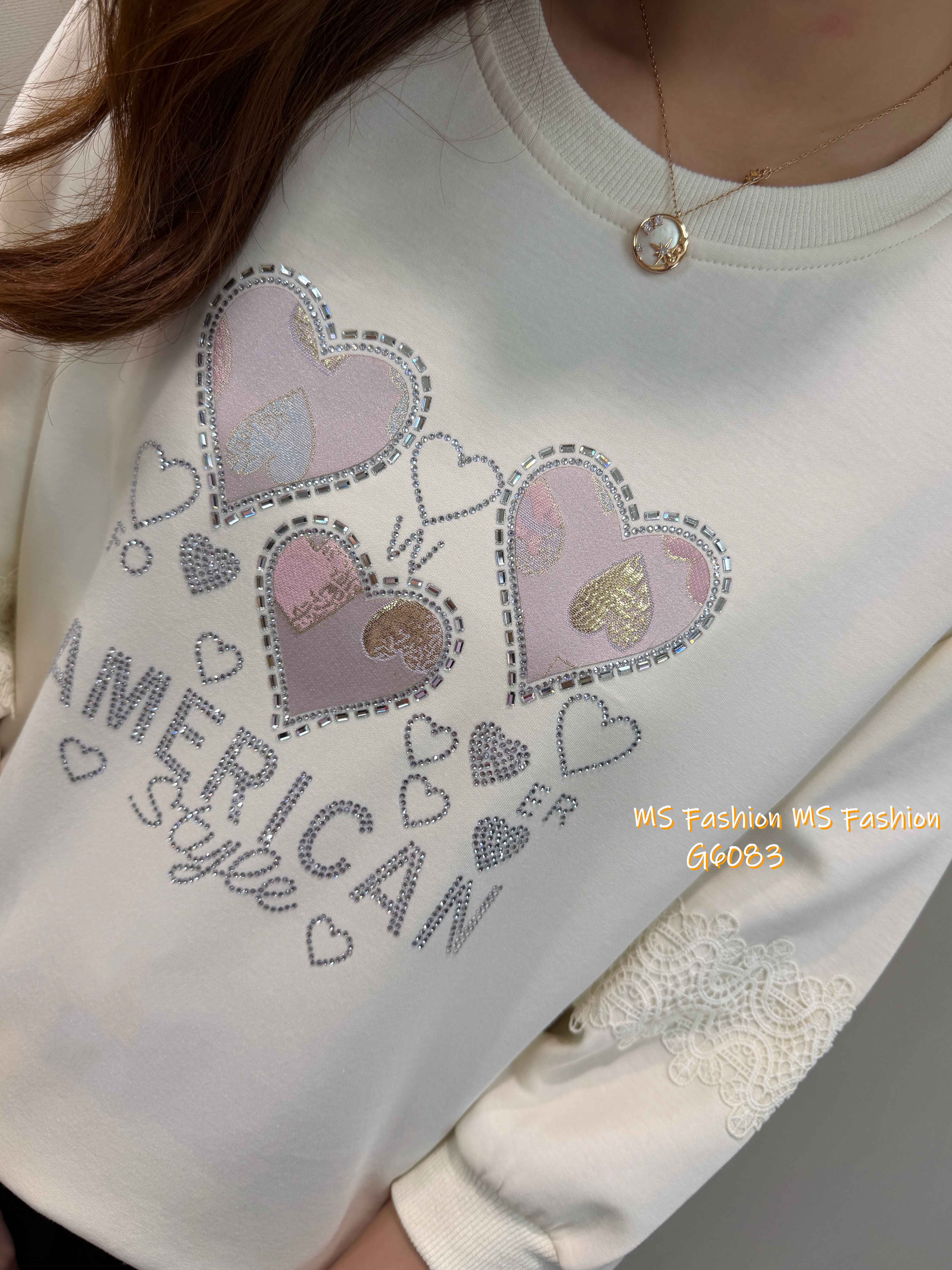 G6083 韓國🇰🇷心心圖案閃石top