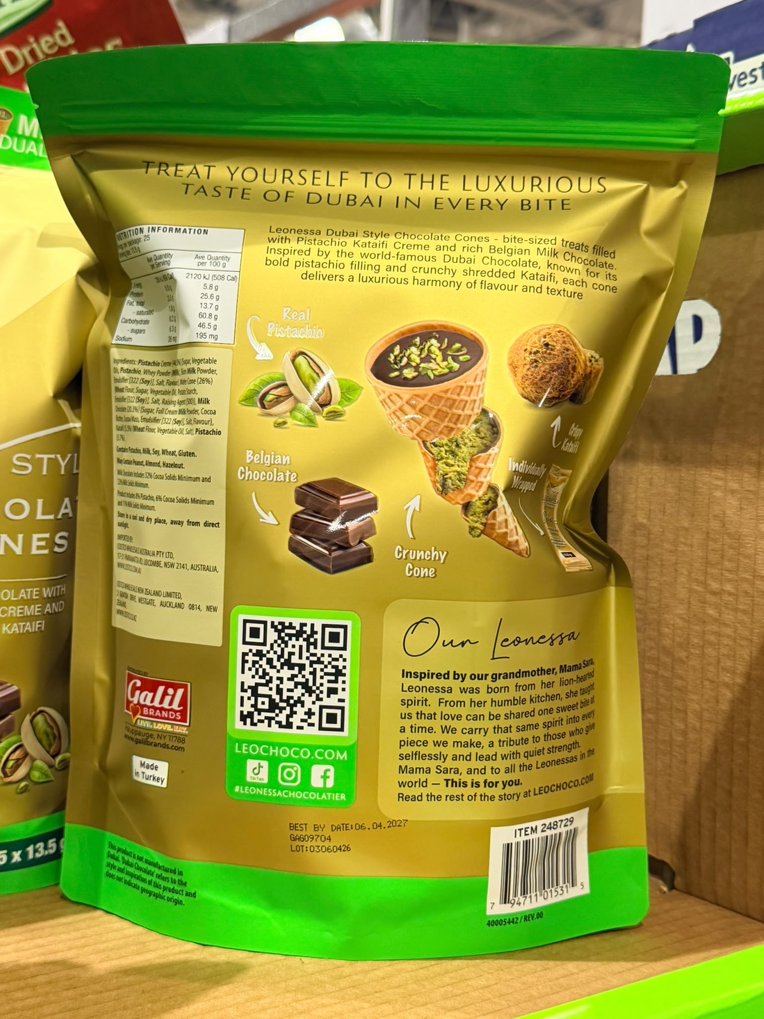 澳洲Costco  Leonessa 杜拜巧克力甜筒🍦🍦338g