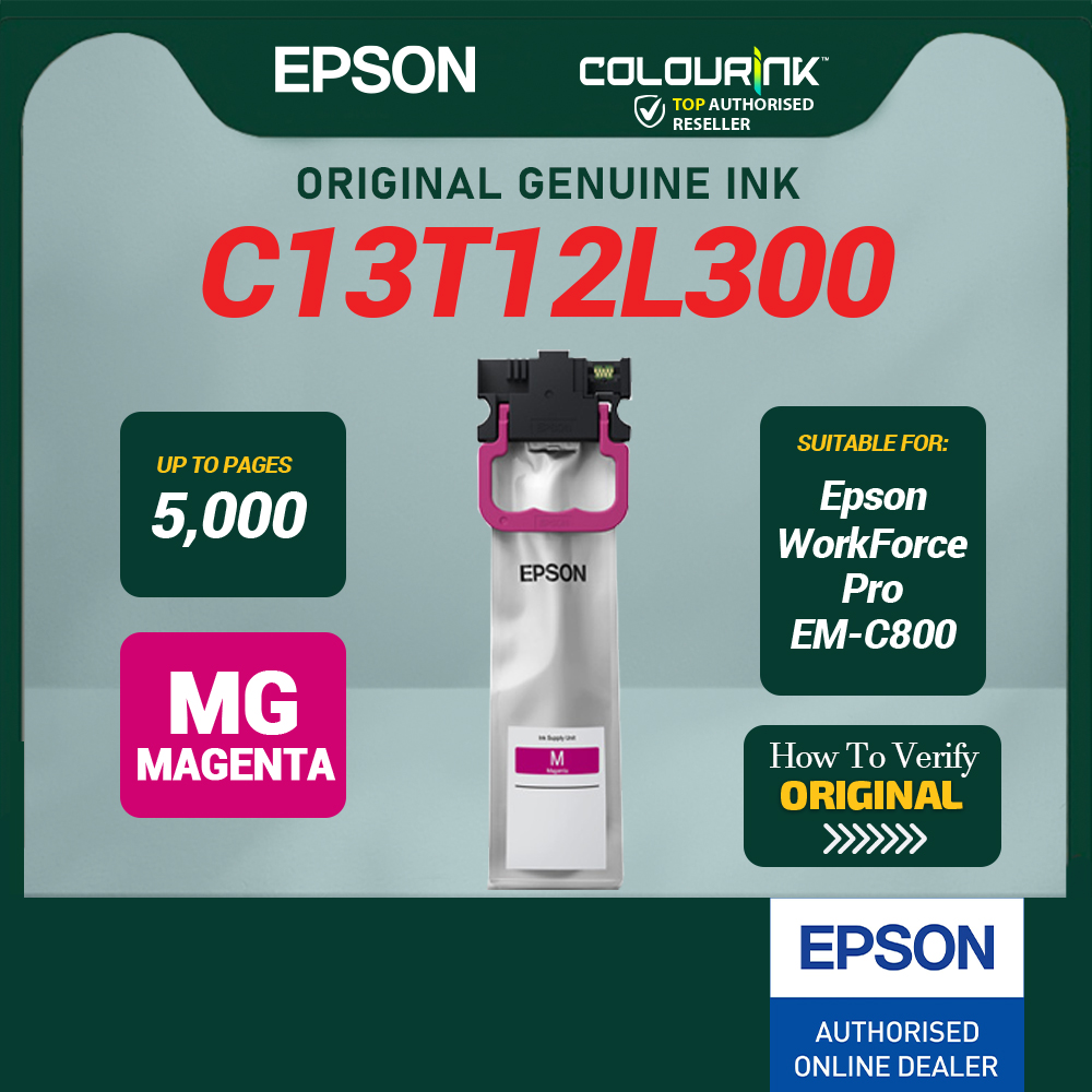 EPSON C13T12L100 C13T12L200 C13T12L300 C13T12L400 Original Low Cap Ink Catridge EM-C800