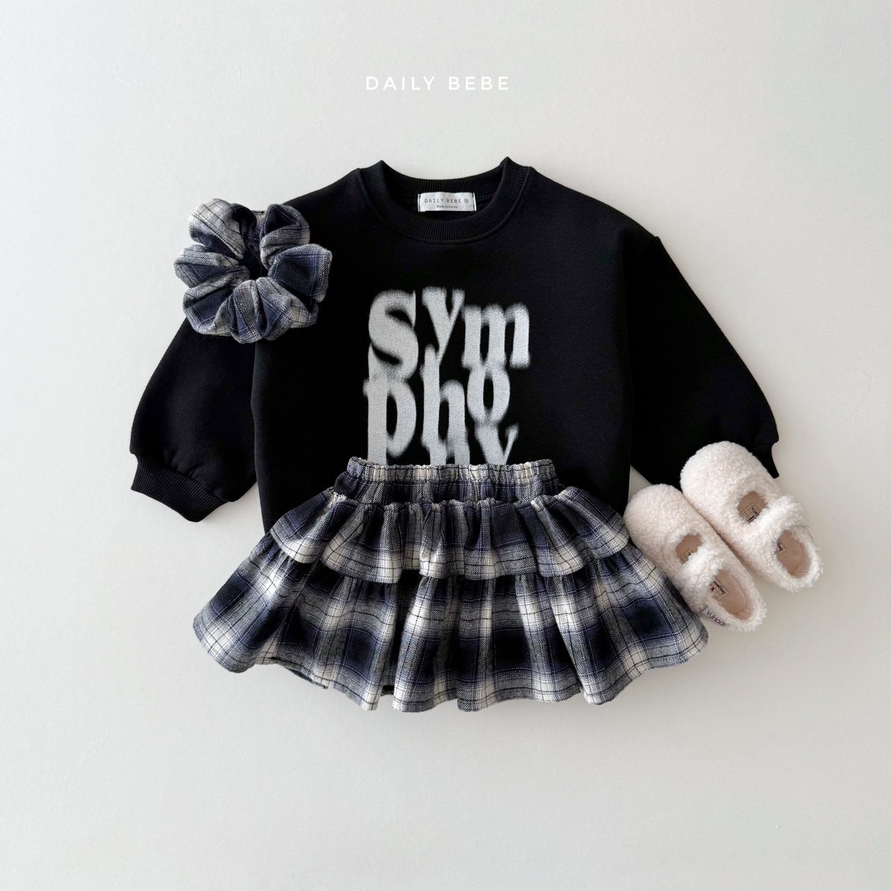 Dailybebe | Check skirt (Navy L100-110)