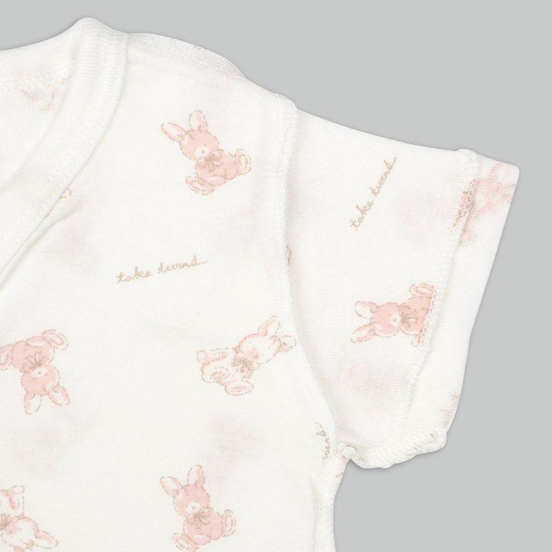 🇯🇵預訂 日本直送🇯🇵日本製小兔印花純棉前開式短袖包屁衣兩件套