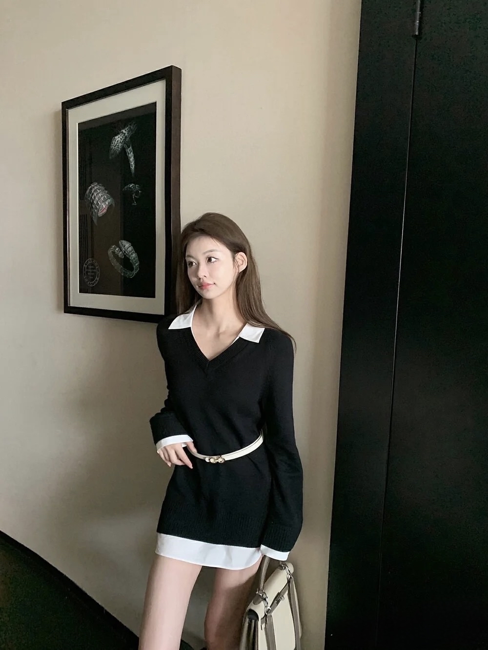 D10010欧美假两件裙