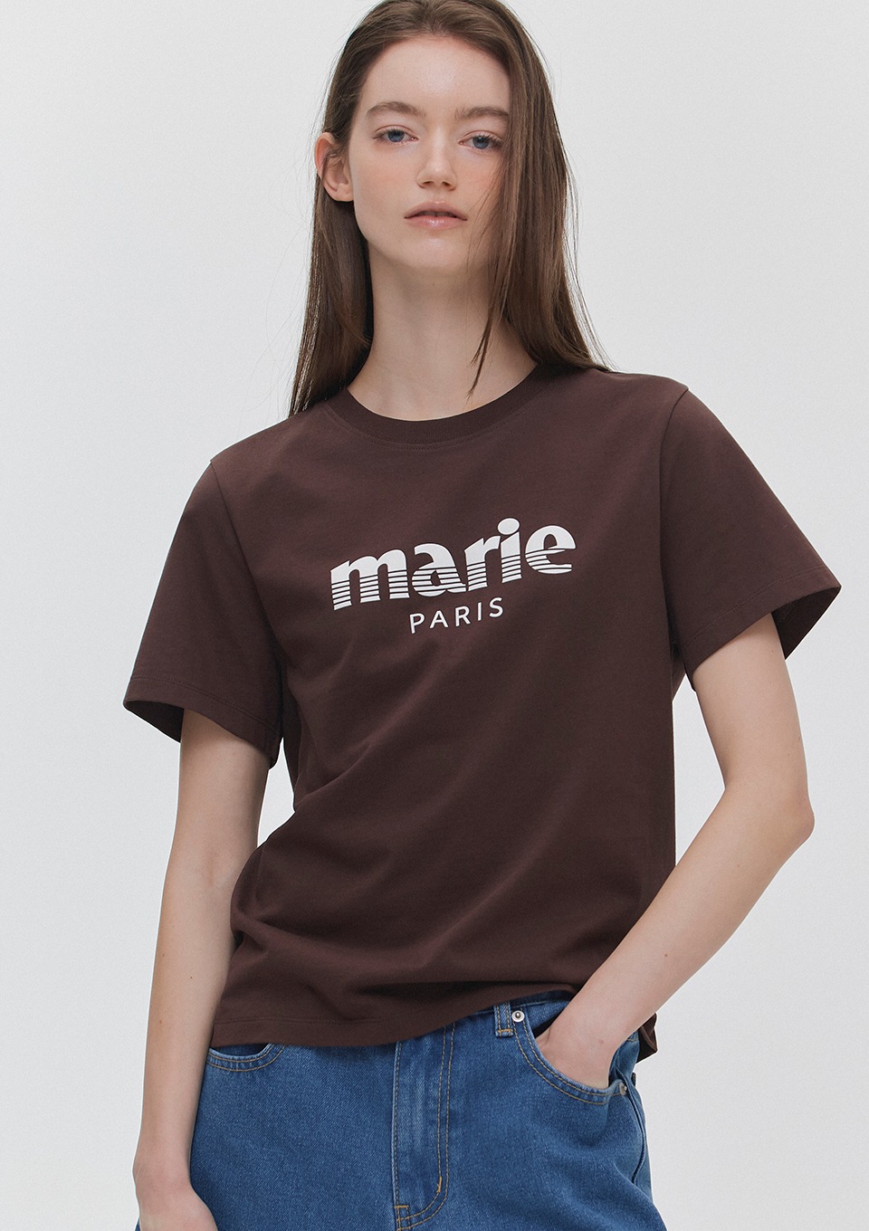 Marie Claire Stripe Logo Tee
