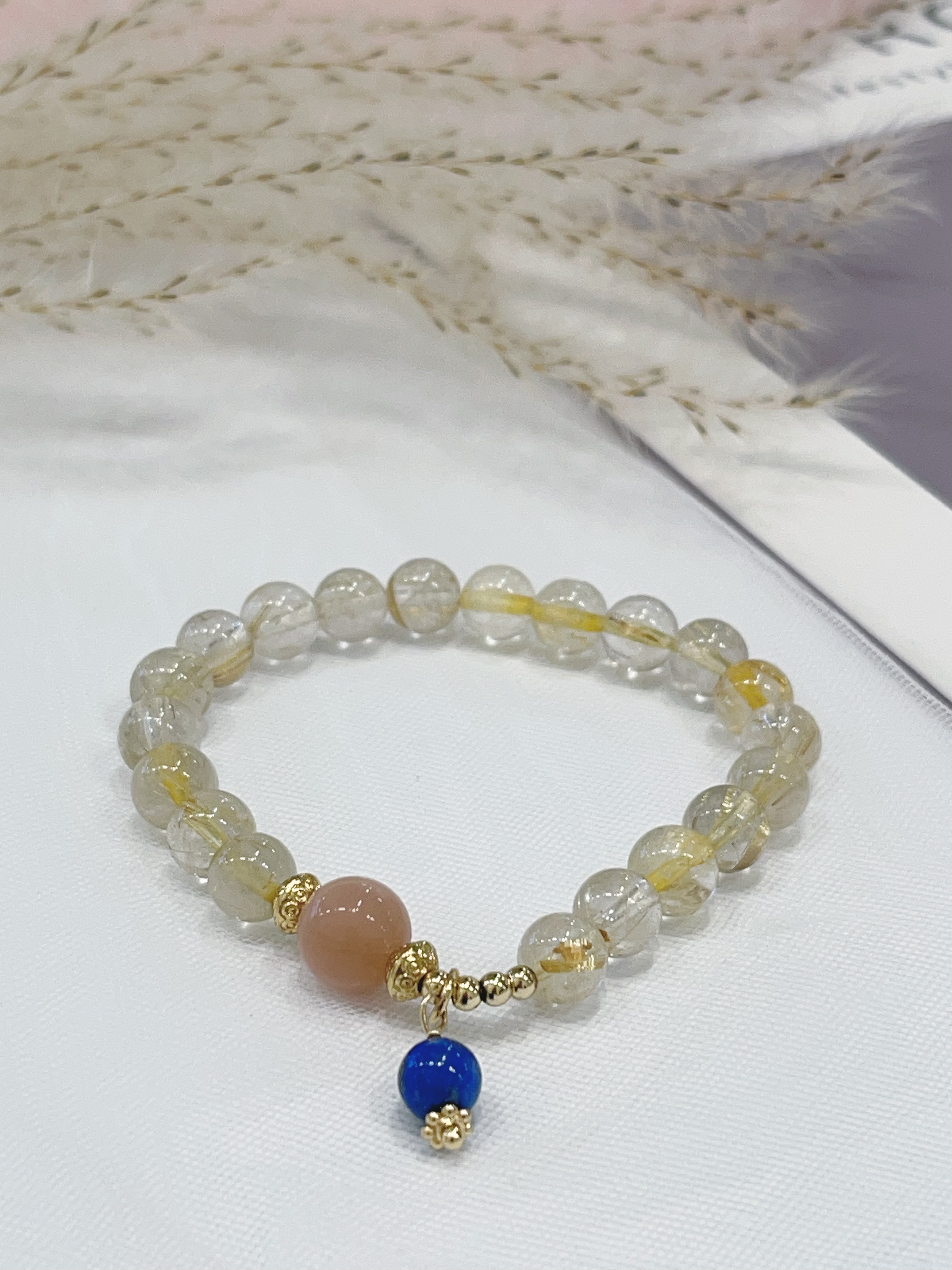 ☀️ 太阳石 × 金发晶手串 Sunstone & Golden Rutilated Quartz