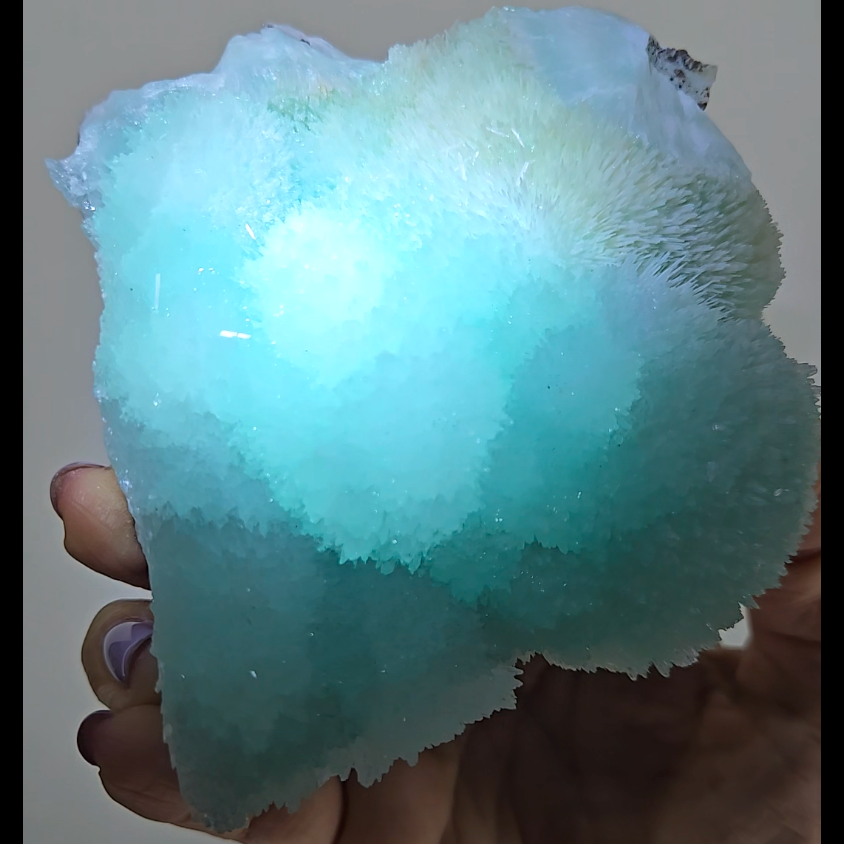 Blue aragonite needle cluster with botryoidal formations - AR54