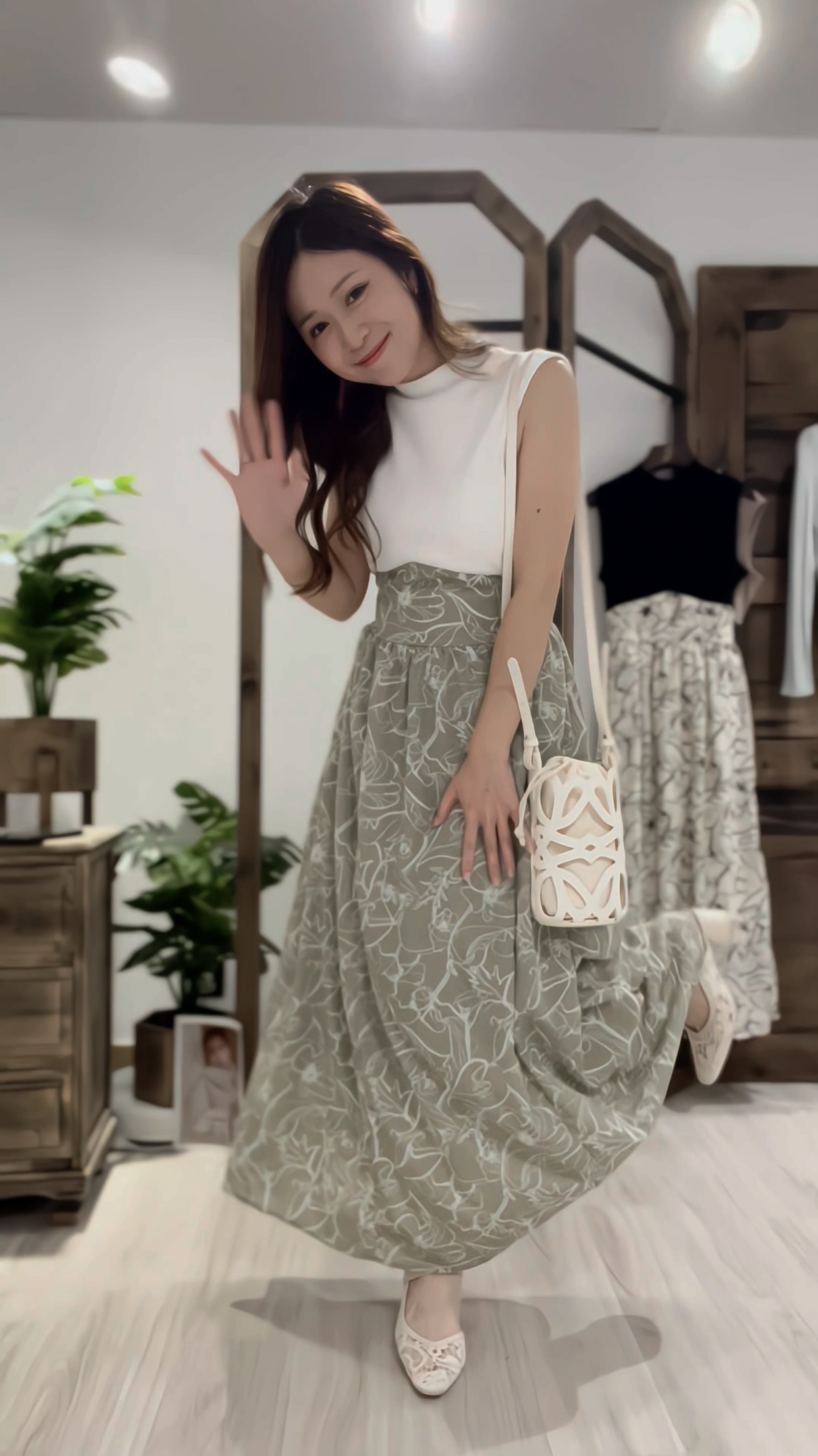 懶人必購👒假兩件花卉拼色洋裝裙(JP)[白色]362411