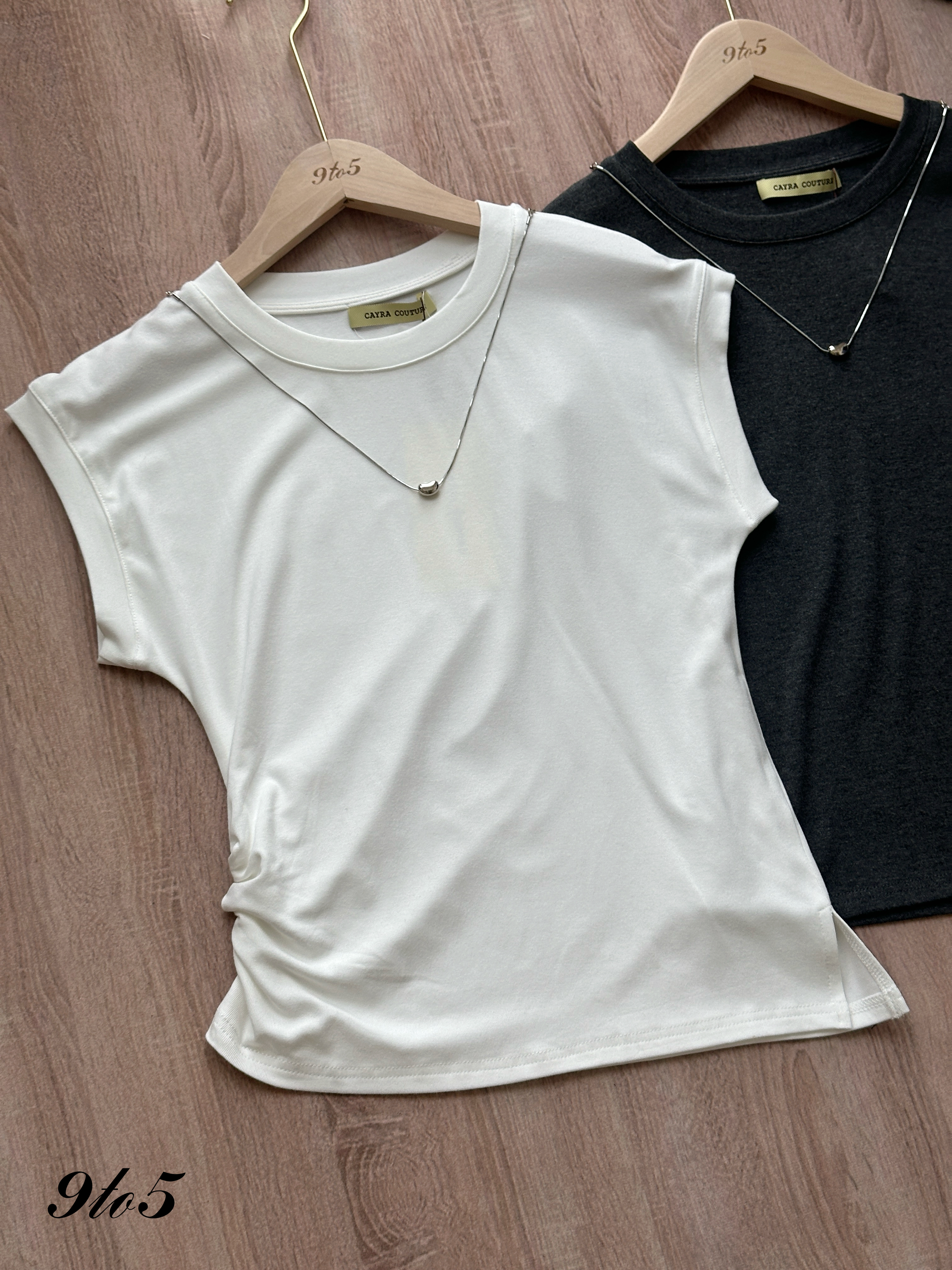 T4276 Cape Sleeve Side Ruched Top - 4 Colors 