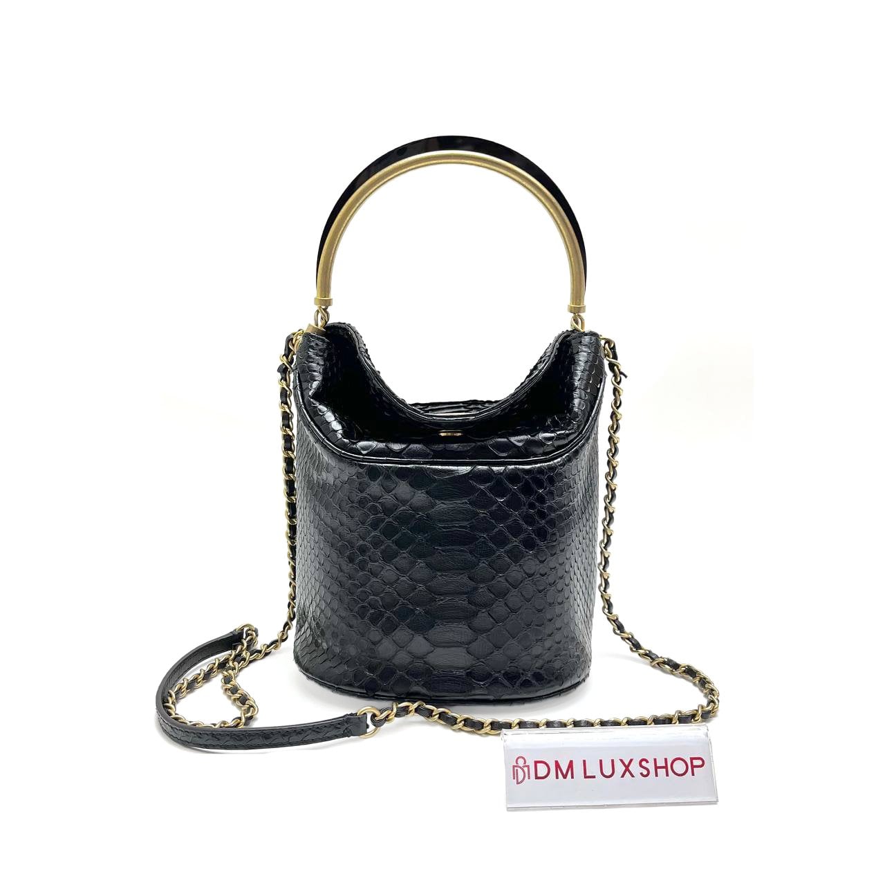 Chanel Python Leather Top Handle Bucket Bag GHW (Serial 29, Y: 2019)