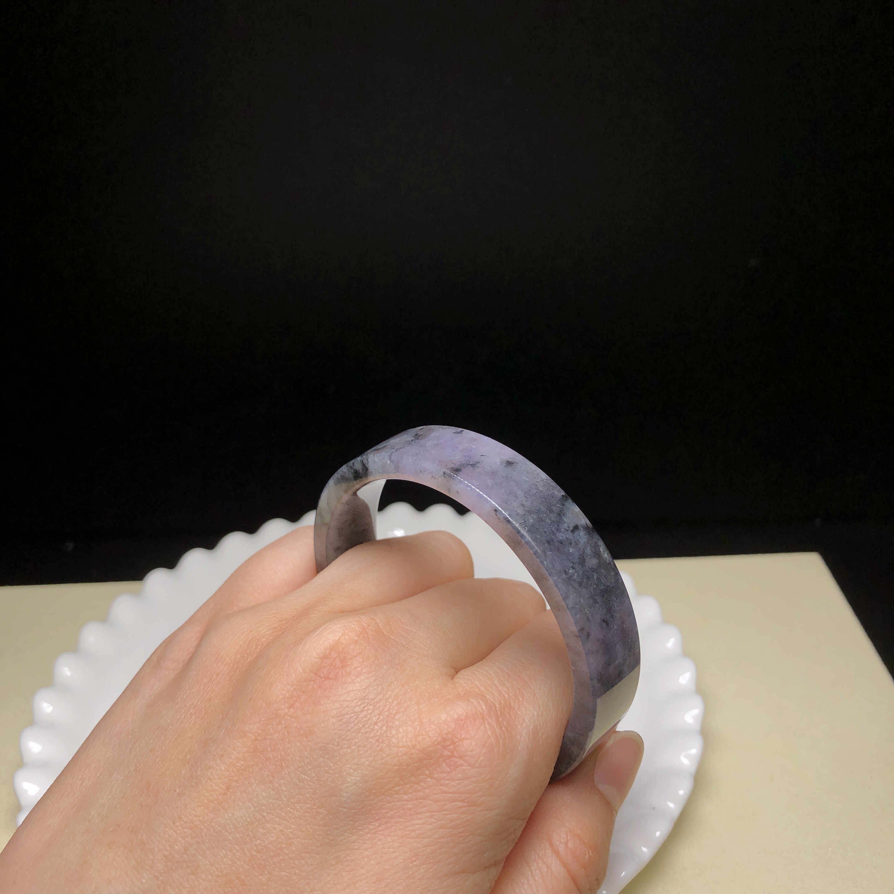 紫底烏雞山水方鐲52mm C06238