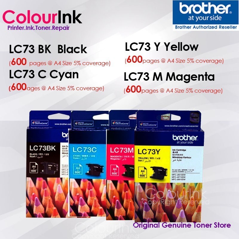 Brother LC73 BK-2PK Original Genuine Twin Black Ink Cartridge use for MFC-J430W MFC-J625W MFC-J825DW MFC-J5910DW MFC-651