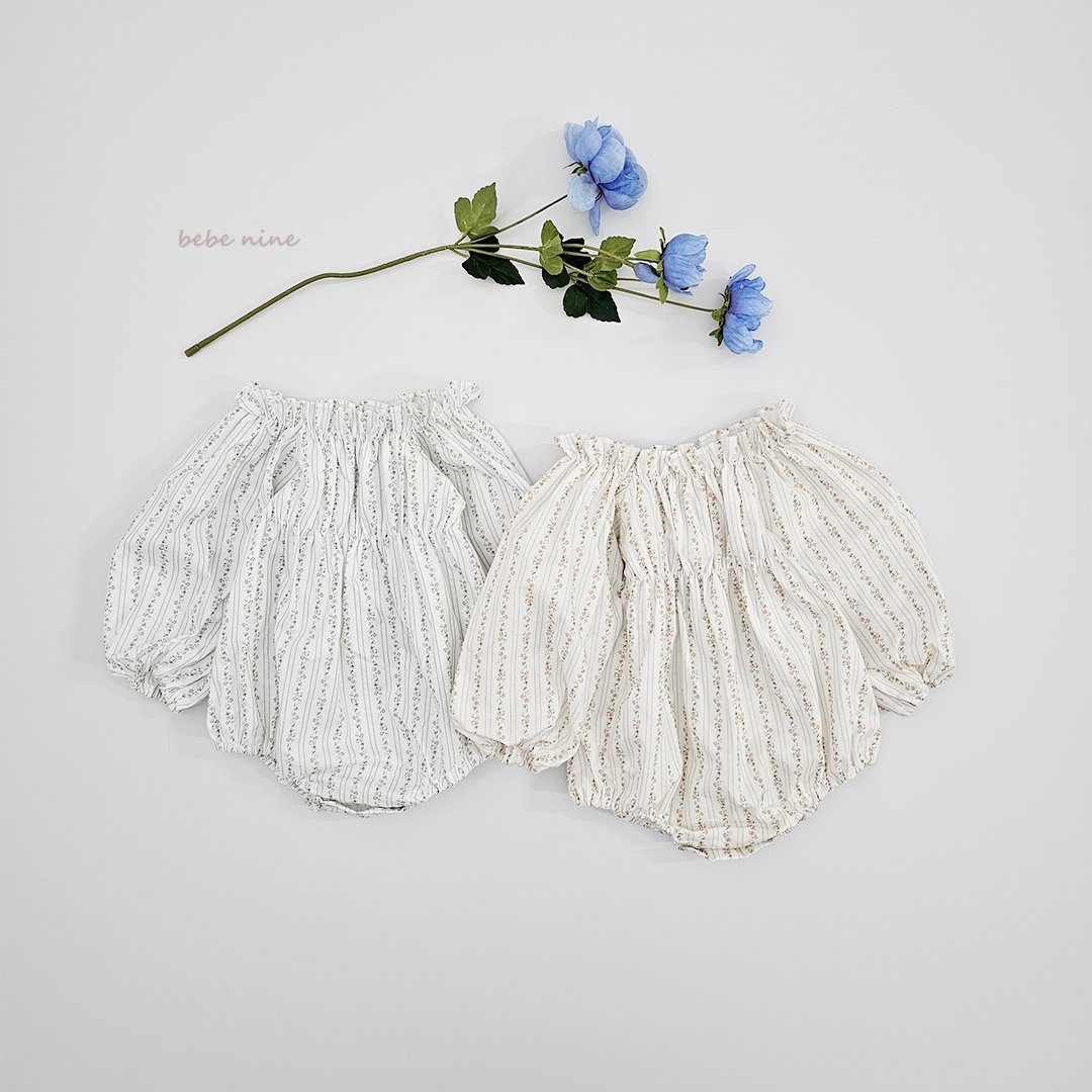 🌸預訂 韓國直送🌸🇰🇷Bebenine兩色碎花條紋寬鬆長袖包屁衣