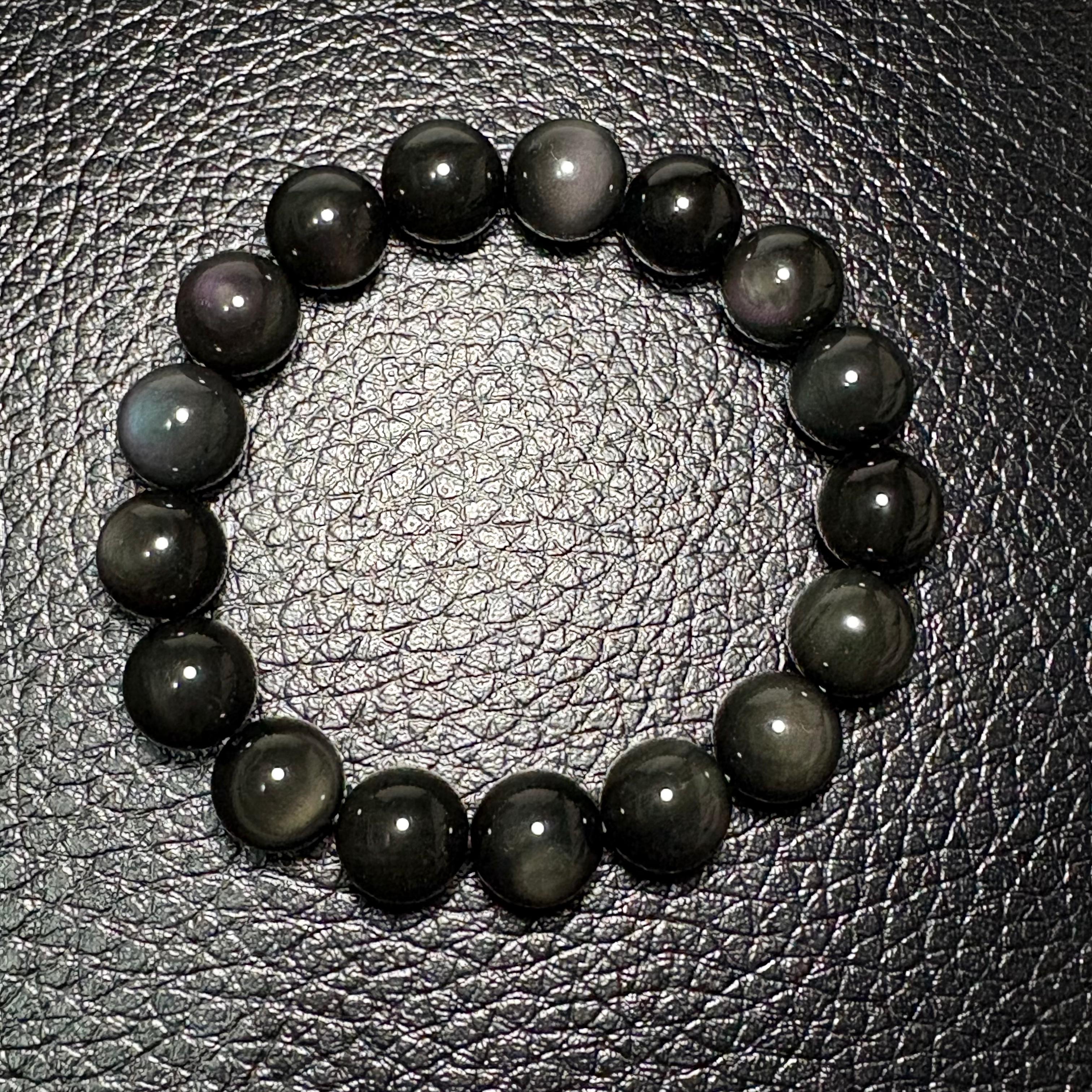 12mm彩虹黑曜石手串 No.4336