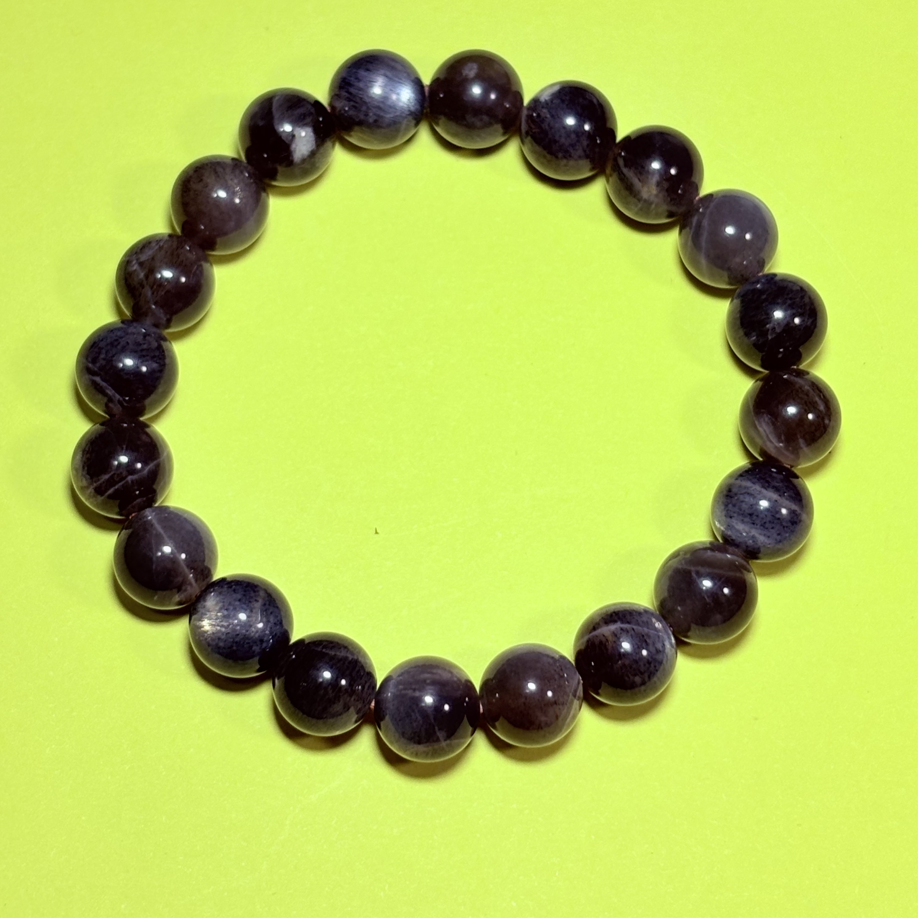 9.8mm太歲石黑幹體黑太陽石手串No.3028