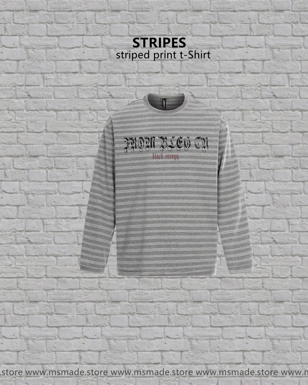 W44復古條紋印花T恤