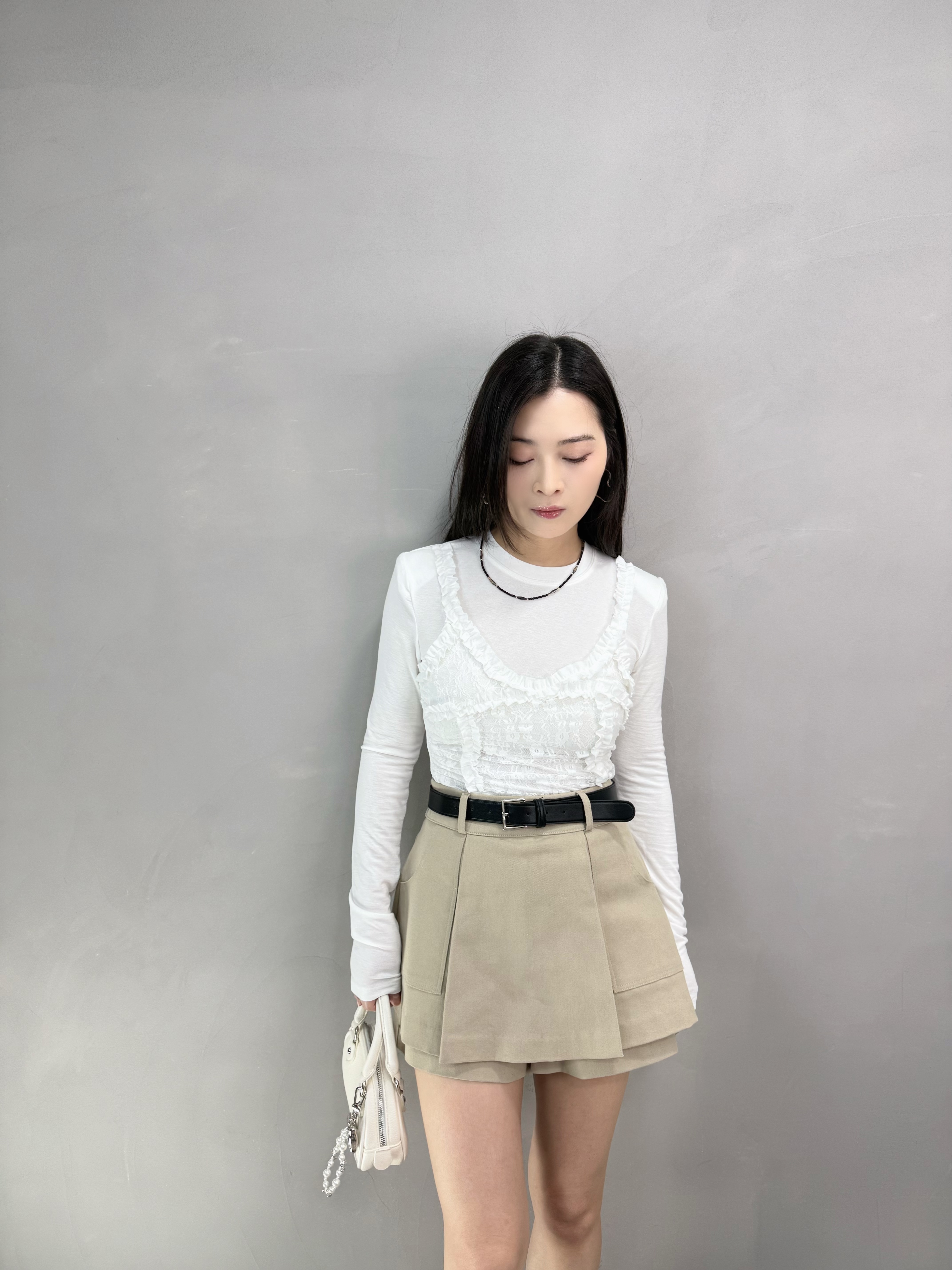 G61 假兩件lace top