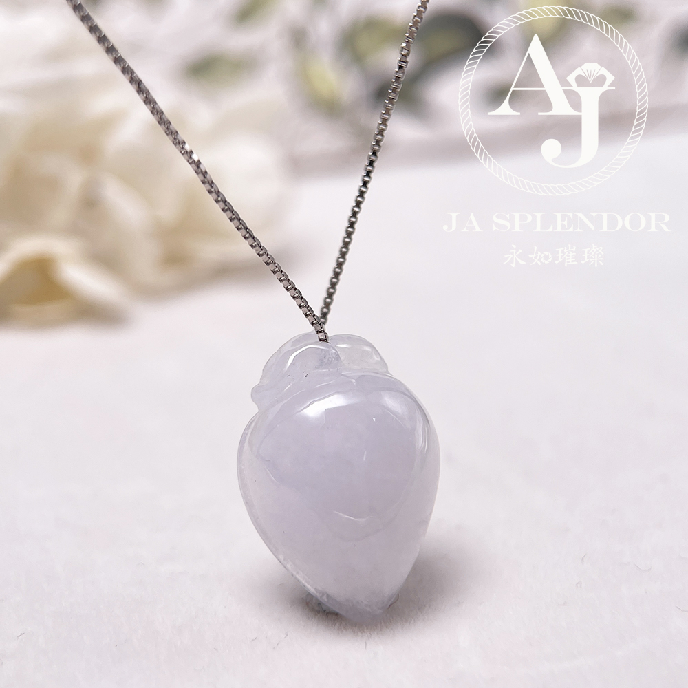 JN-628 天然翡翠A玉 冰潤淡紫白色壽桃吊墜