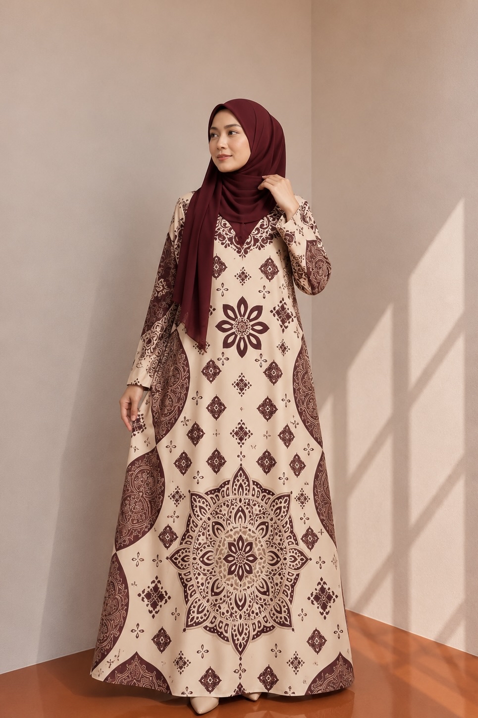 BOHEMIAN PRINT in Maroon Cream