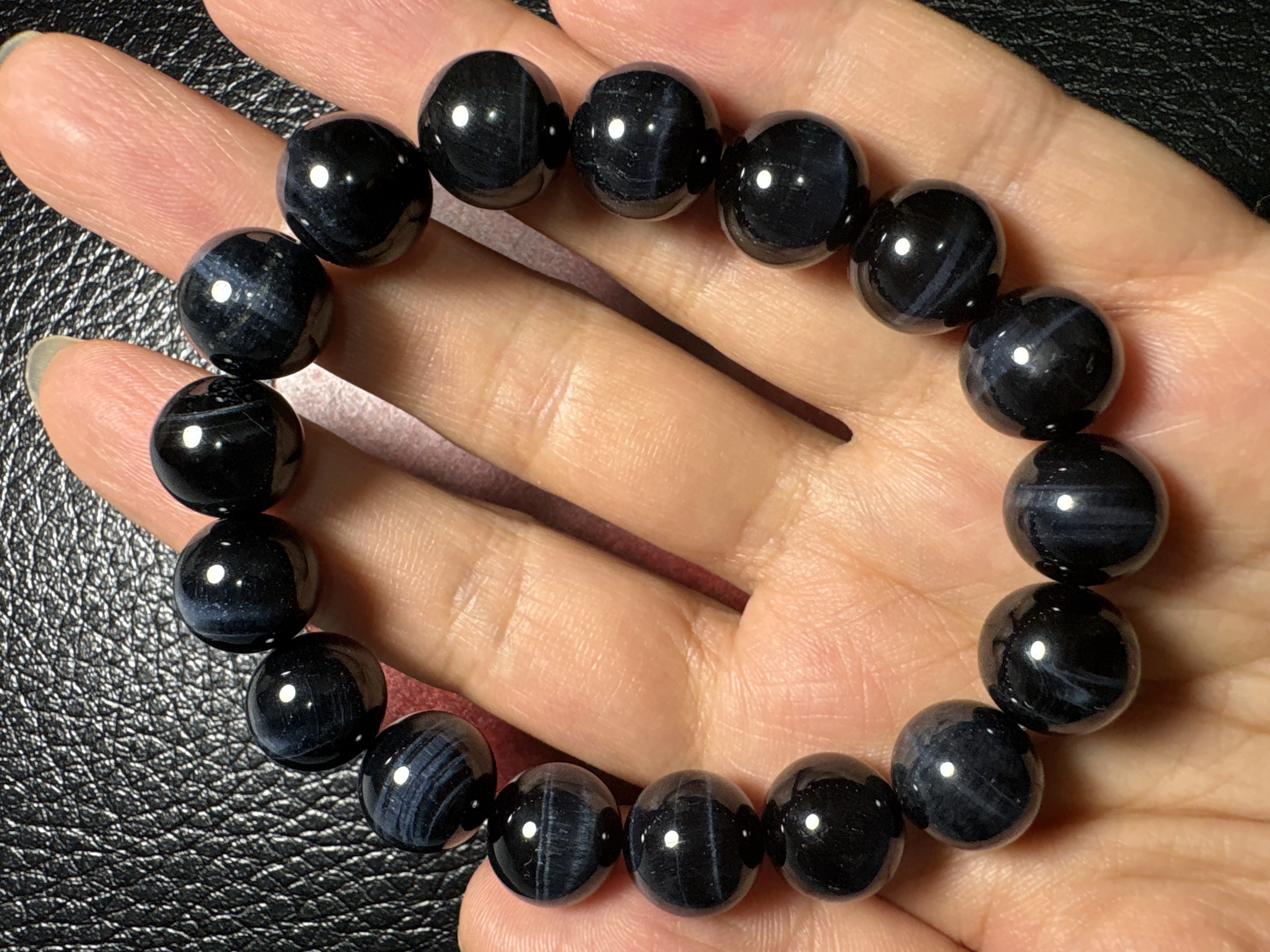 藍虎眼石手串 No.3571| 規格：11.5mm珠15.5cm 手圈