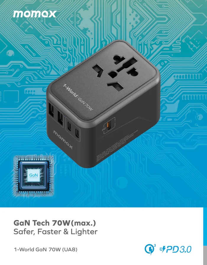 Momax 1-World 70W GaN 方便式旅行插座