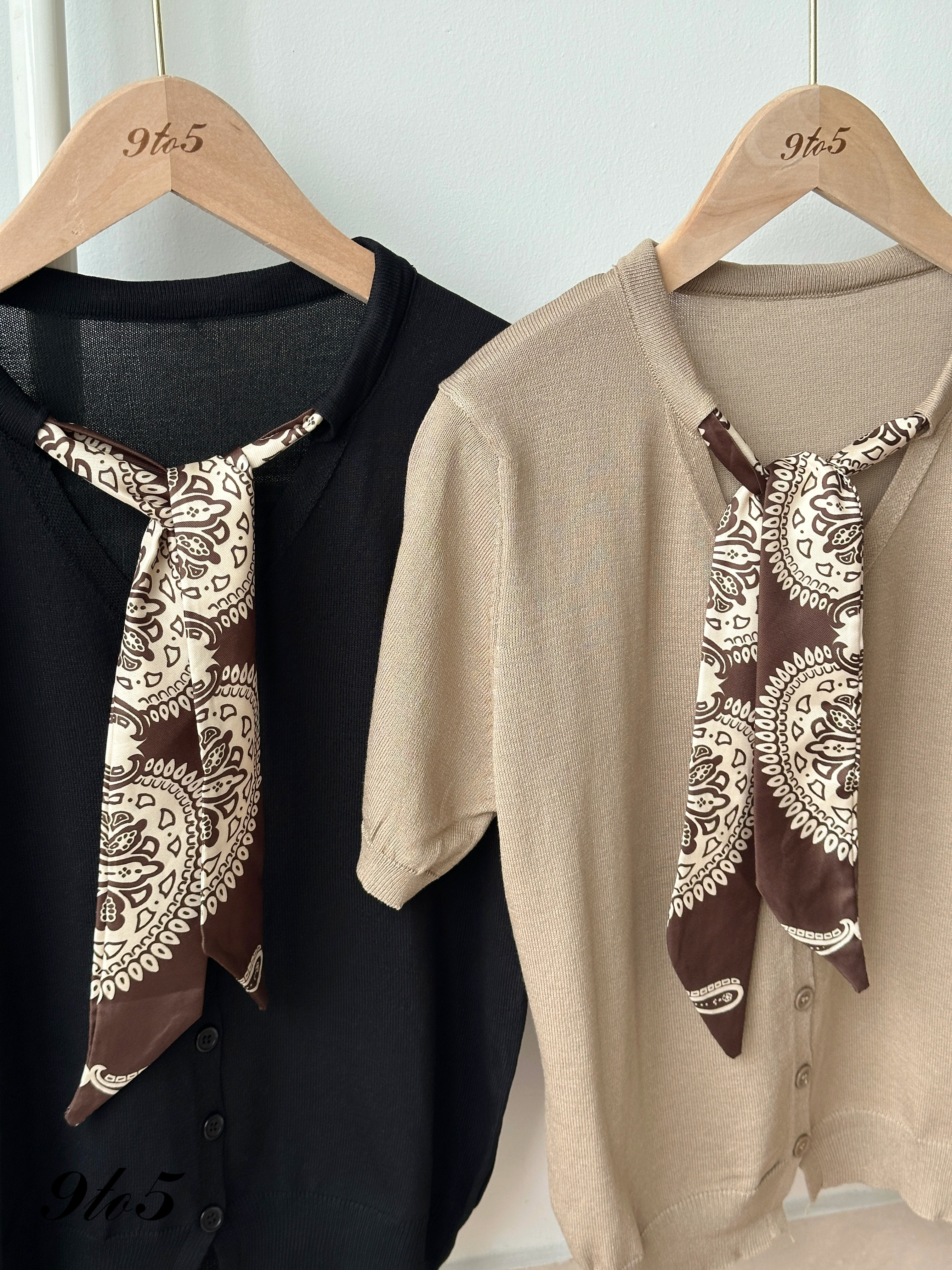 T4422 Tie-Neck Scarf Knit Top - 3 Colors 