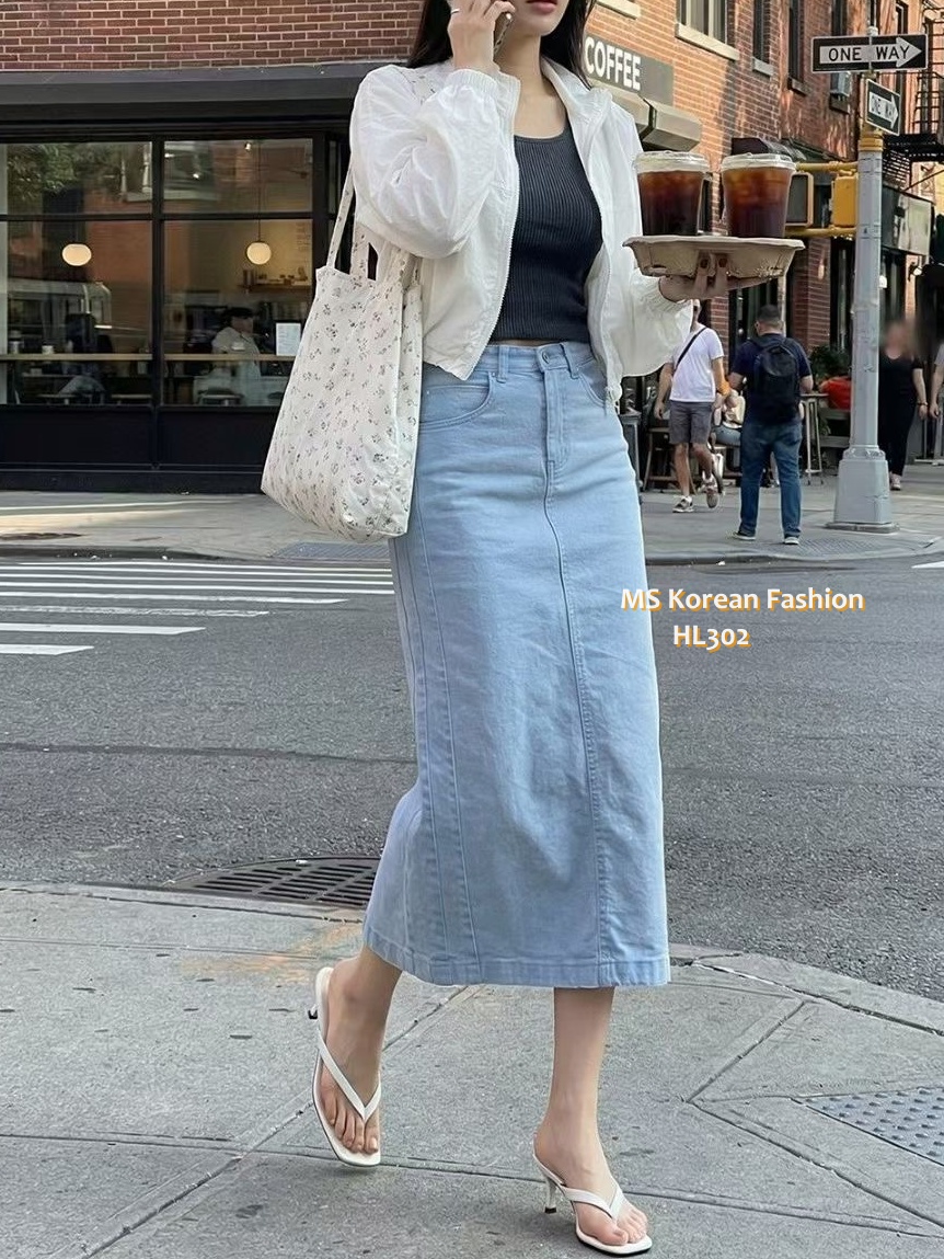 HL302 韓國🌼Howluk彈力棉後開叉半裙