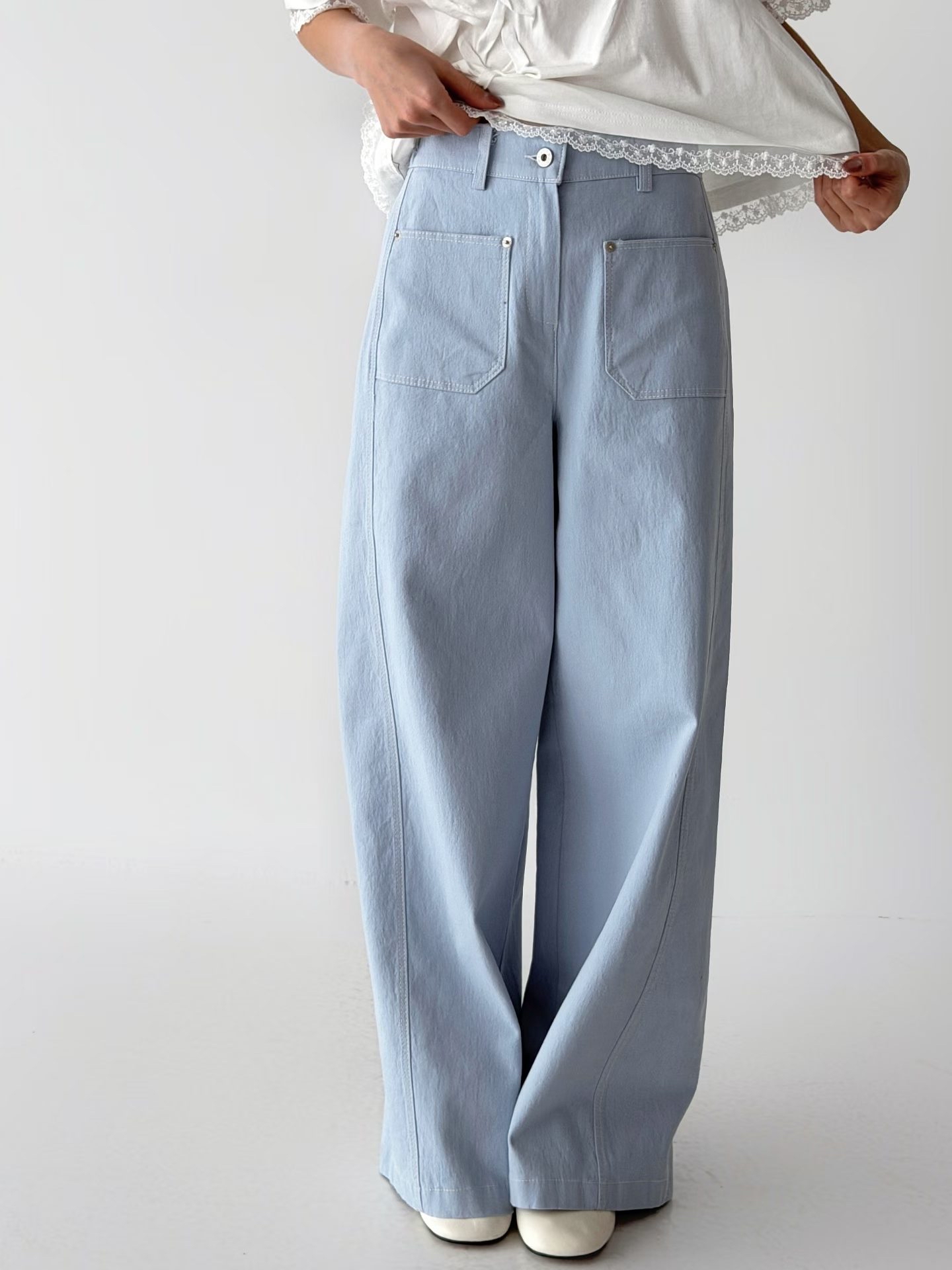 明線扯布闊腳褲 