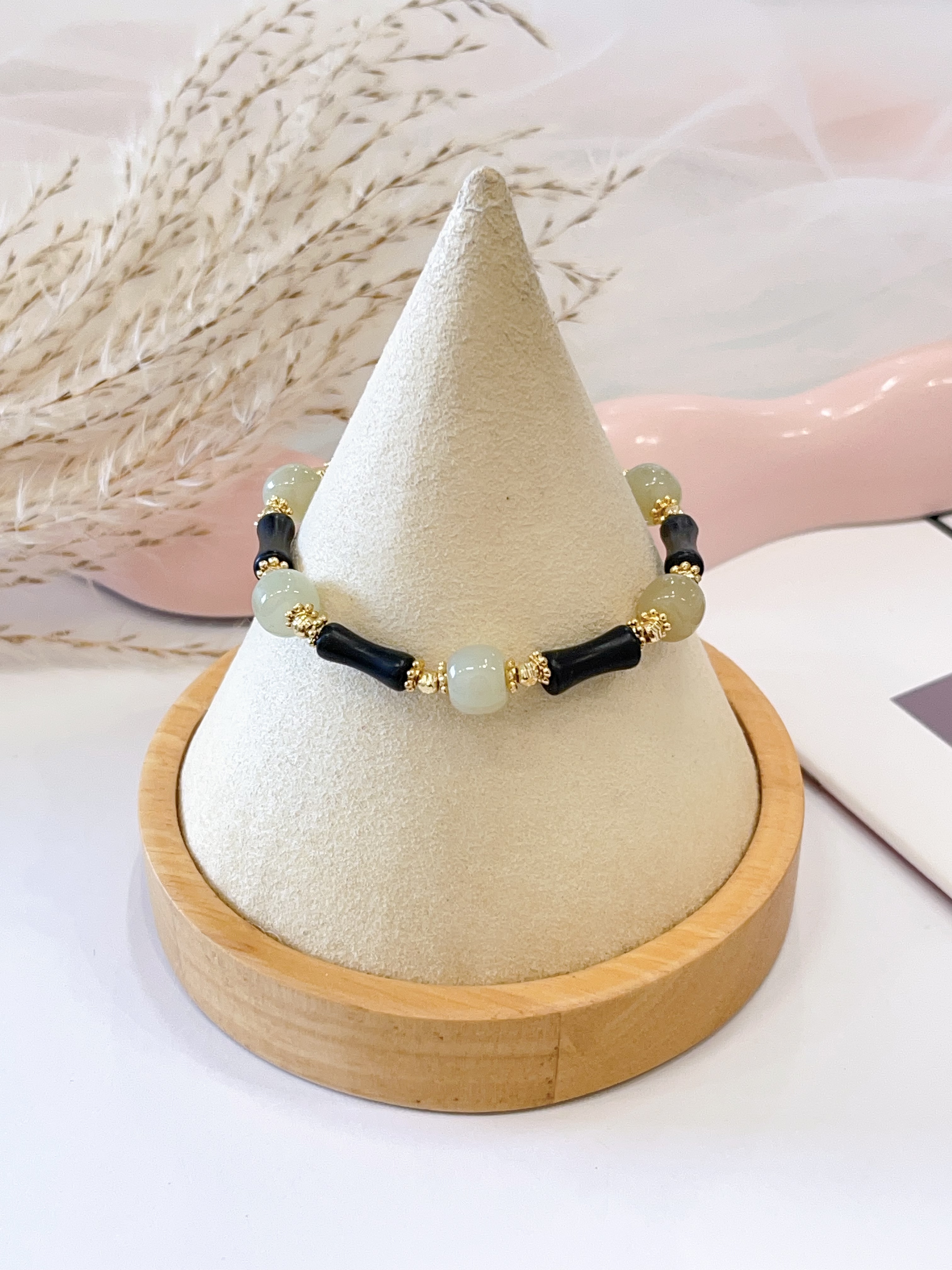 💚🎋 和田玉 × 竹节手串 Hetian Jade & Bamboo Joint Bracelet