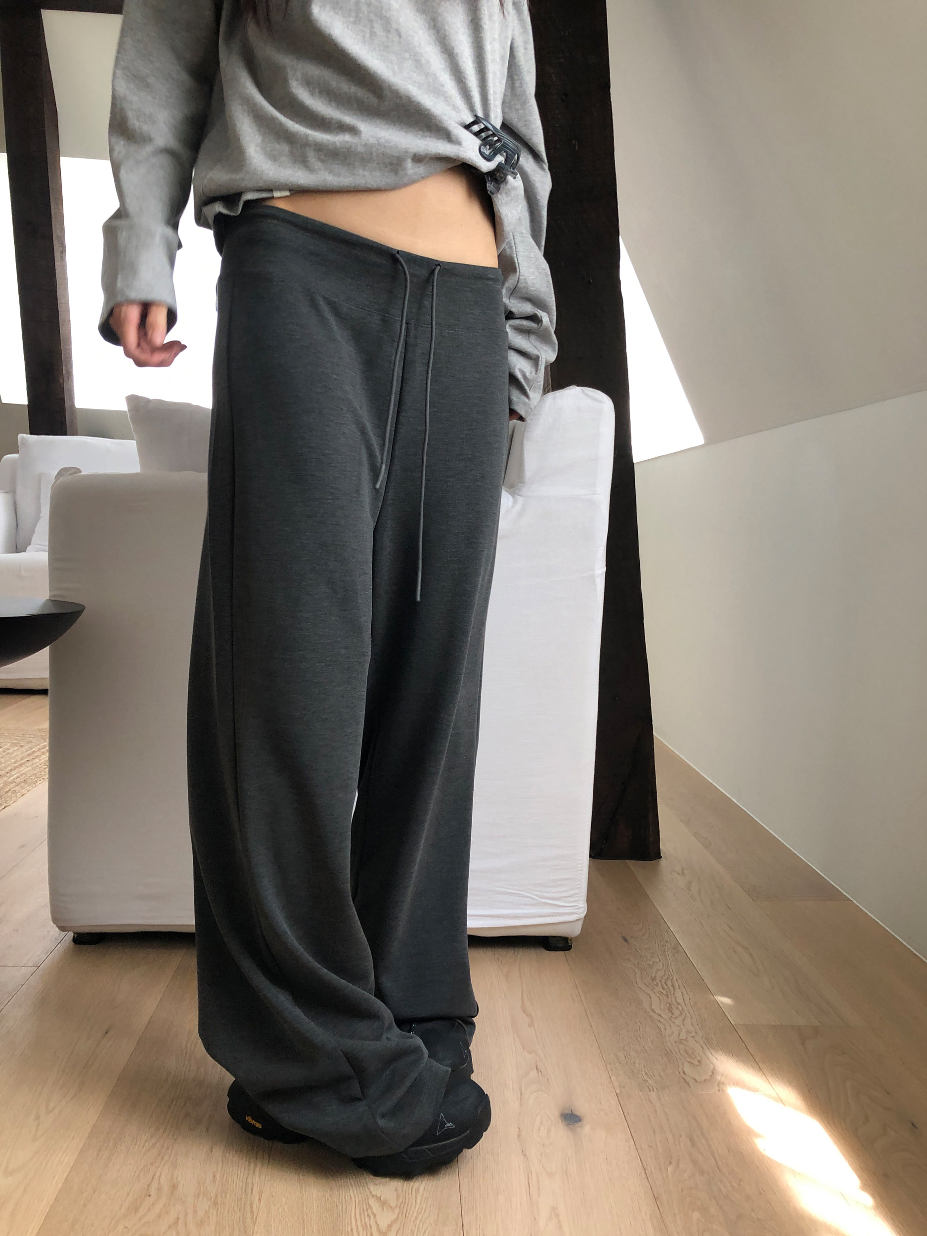 Fold-Over Wide-Leg Sweatpants