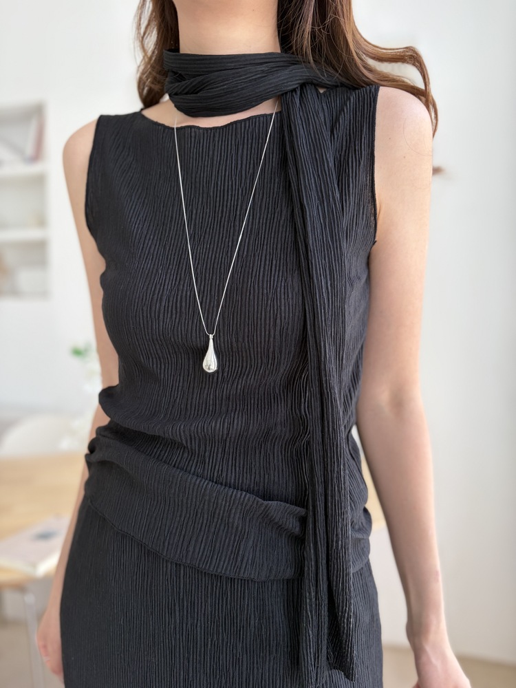 Summer Pleated Scarf Set (Black)