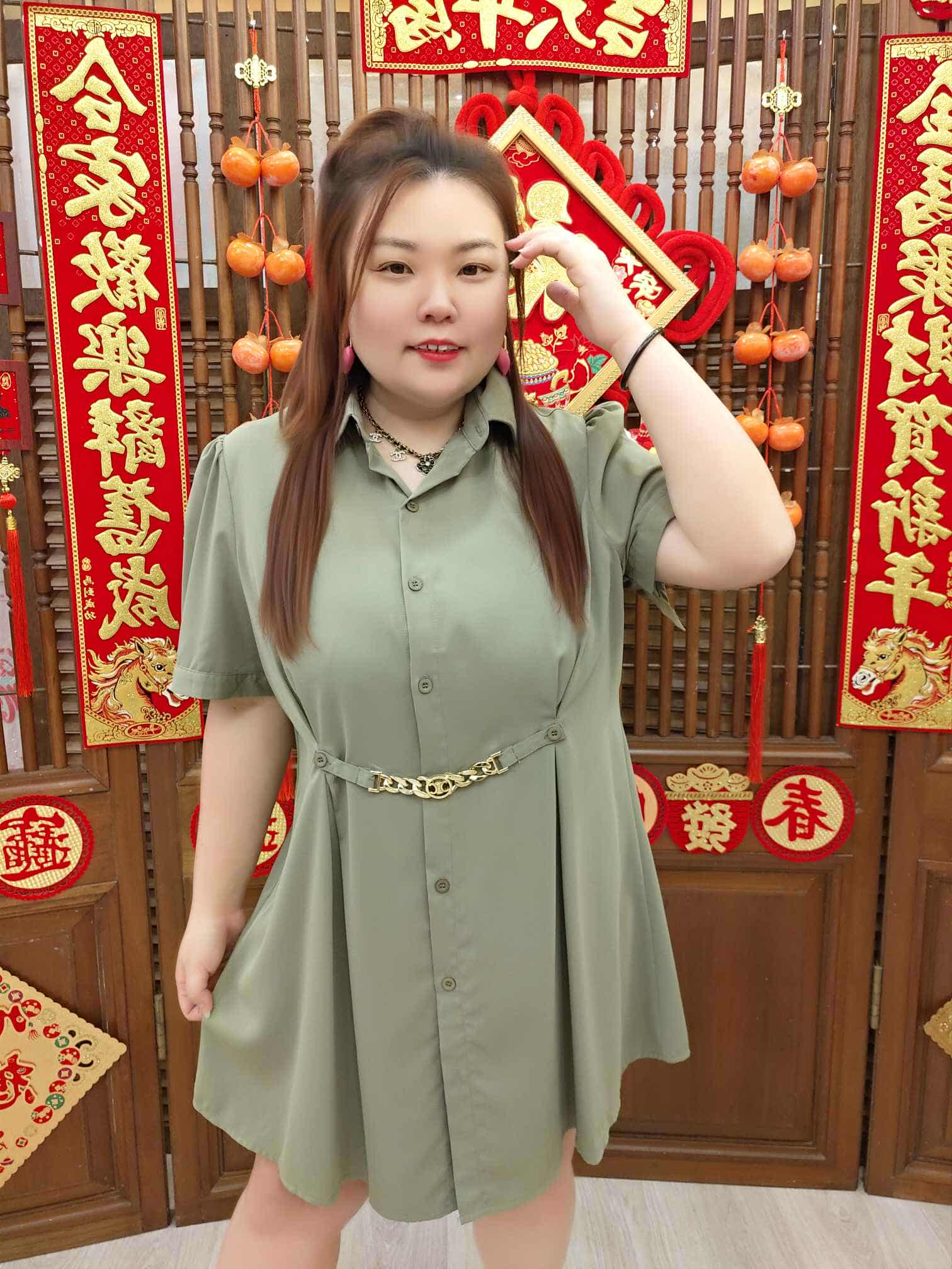 DBD07 TW#36321 金链可折设计连衣裙