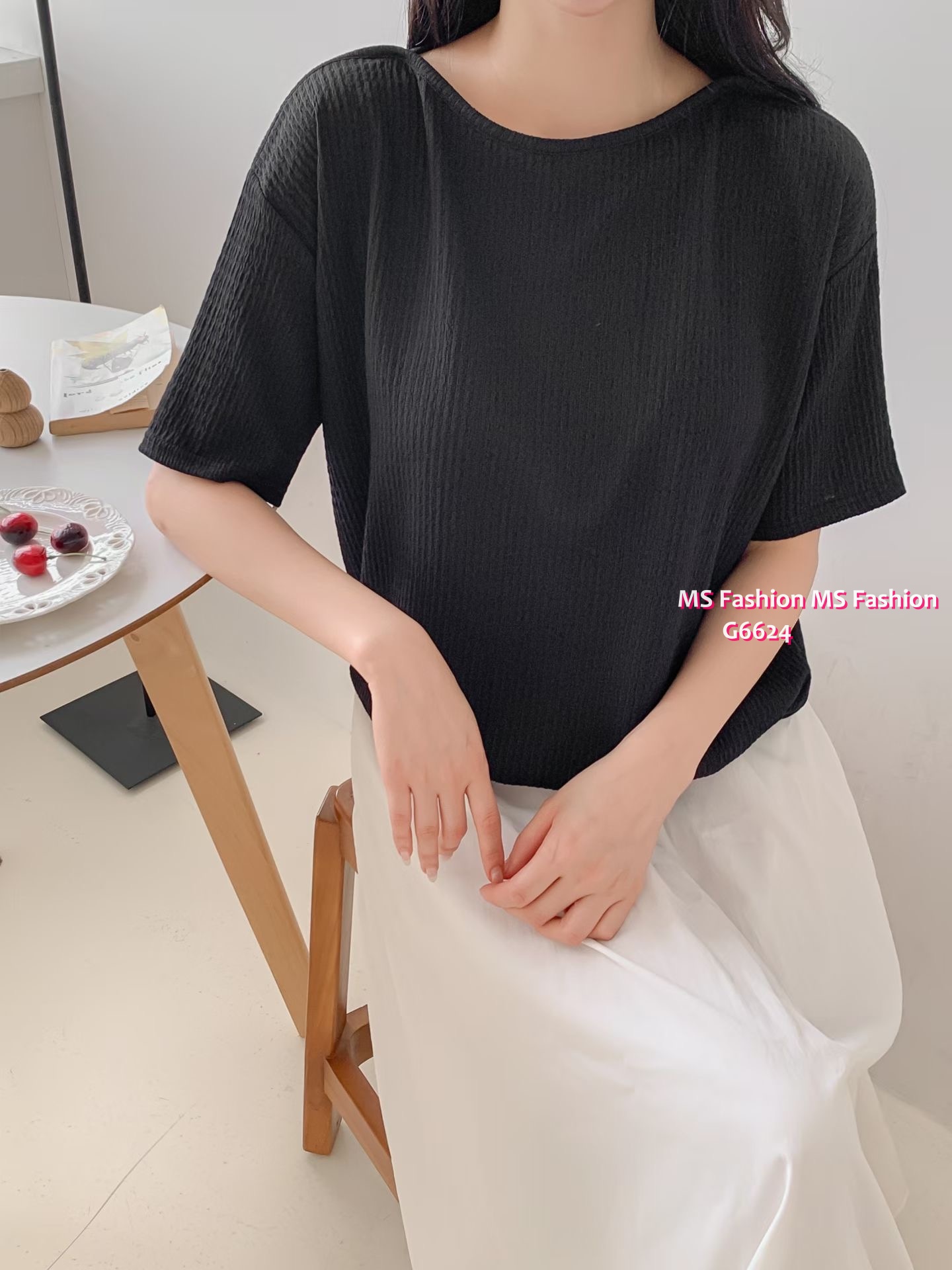 G6624 淨色暗紋top